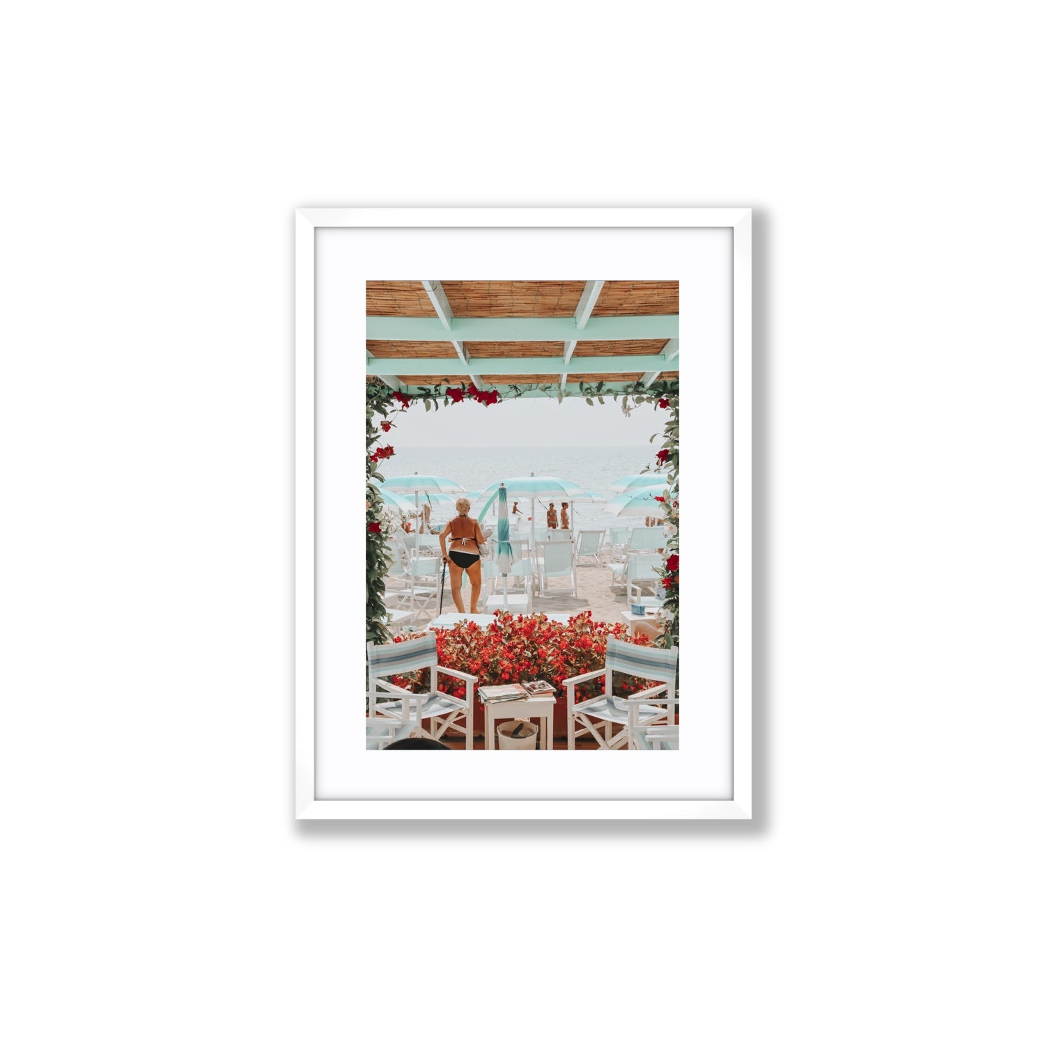 Nonna's Italian Escape Alassio Italian wall art Medium fine art print in white frame with matboard