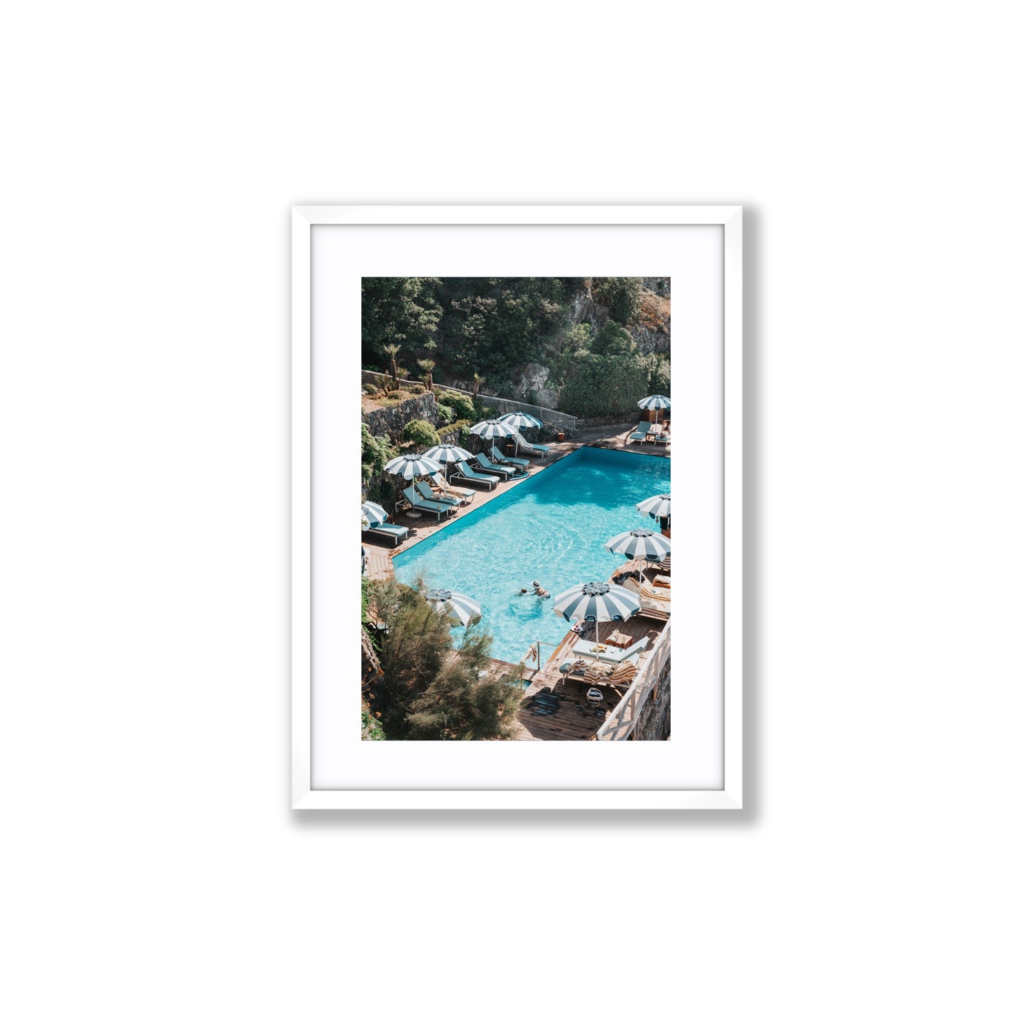 Poolside Paradise fine art print, Ischia, Italy, Medium, White Frame · Matboard, Fine Art Print