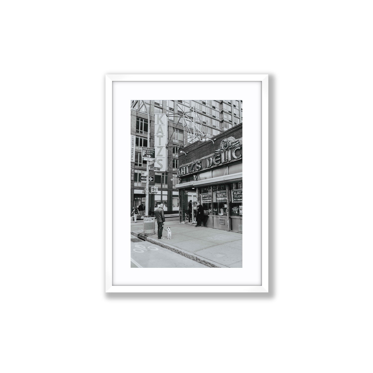 Graphite Gotham New York NYC Black & White wall art Medium fine art print in white frame with matboard