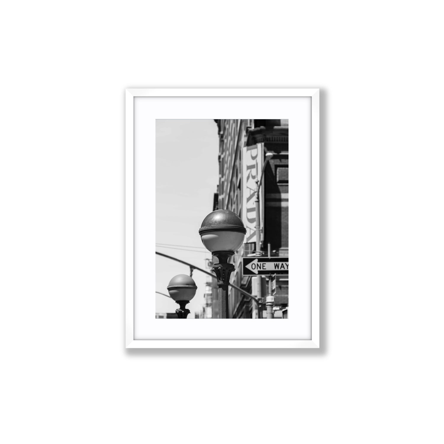 Subway Style New York NYC Black & White wall art Medium fine art print in white frame with matboard