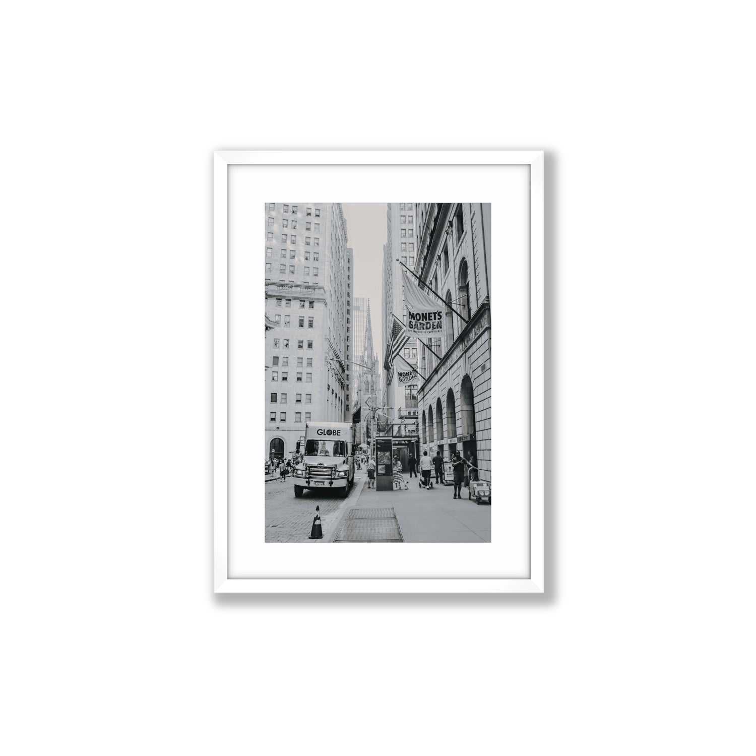 Metropolitan Monotone New York NYC Black & White wall art Medium fine art print in white frame with matboard