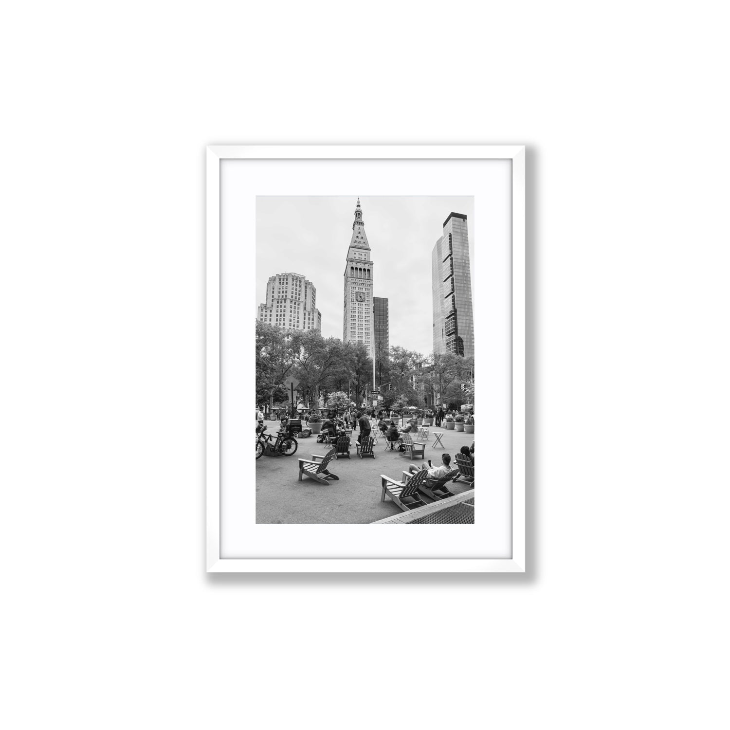 Timeless New York New York NYC Black & White wall art Medium fine art print in white frame with matboard