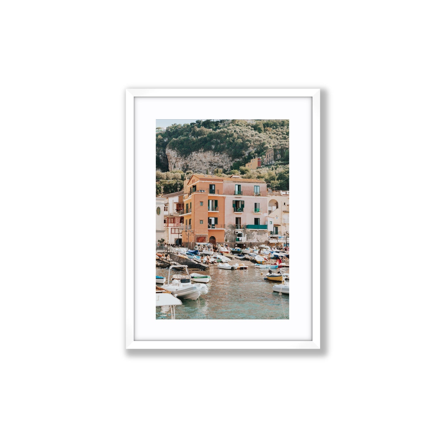 Boatyard Bliss fine art print, Sorrento, Italy, Medium, White Frame · Matboard, Fine Art Print