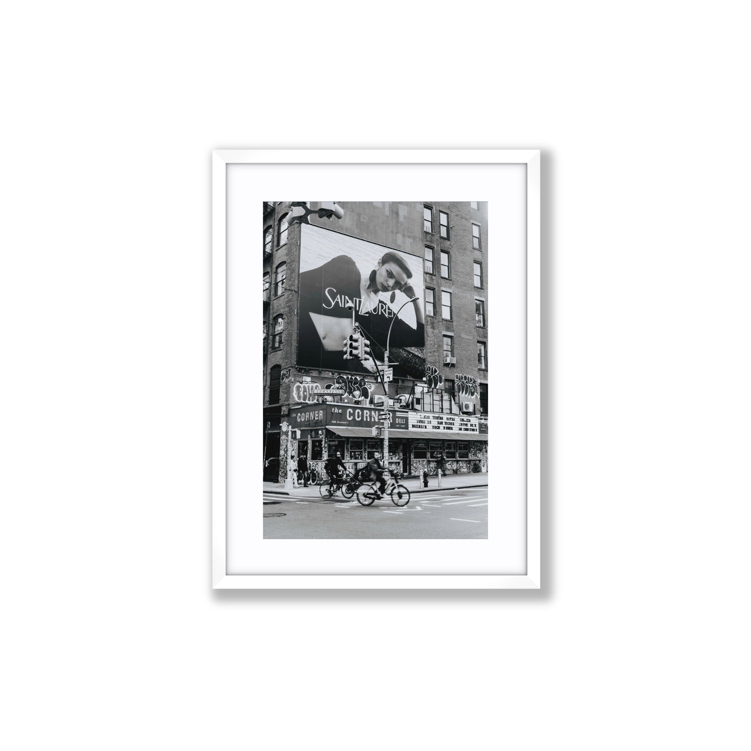 Runway To Rooftops New York NYC Black & White wall art Medium fine art print in white frame with matboard