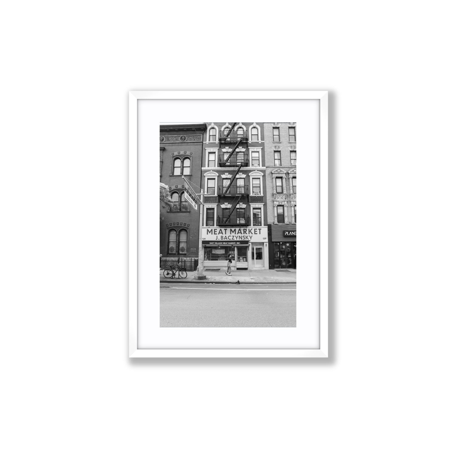 Vertical Village New York NYC Black & White wall art Medium fine art print in white frame with matboard
