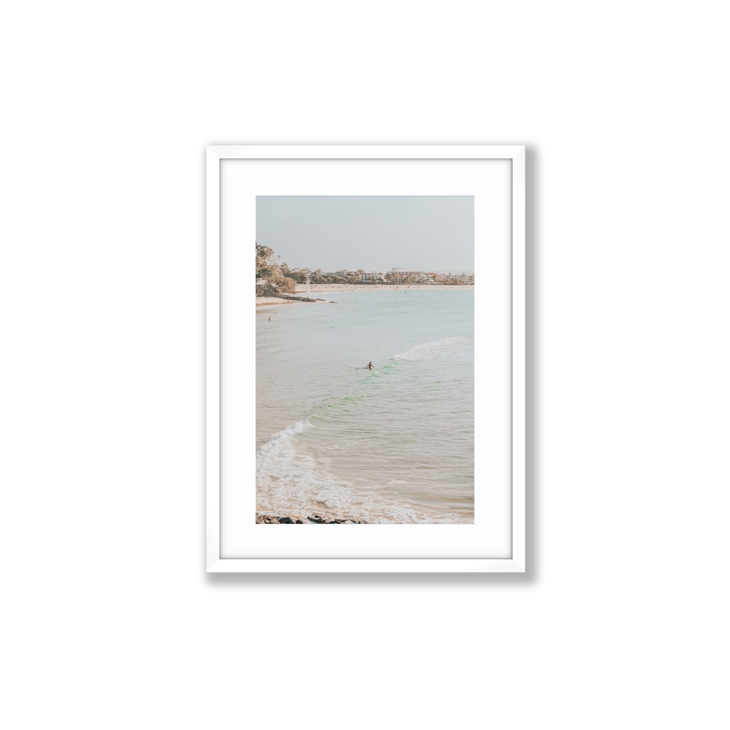 Salt Reverie fine art print, Noosa, Australia, coastal scenes artwork, Medium, White Frame · Matboard, Fine Art Print