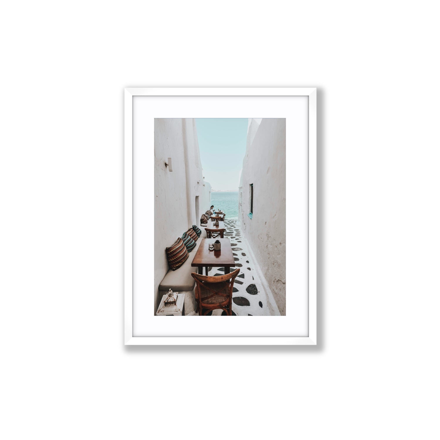 Trip Down Memory Lane fine art print, Mykonos, Greece, Medium, White Frame · Matboard, Fine Art Print