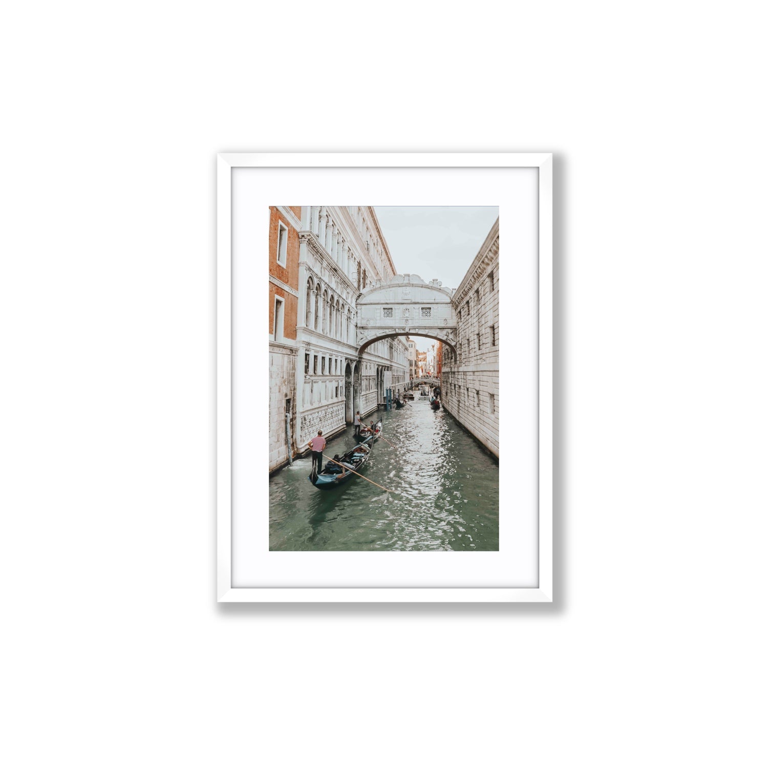 Bridge of Sighs Venice Gondola Italian wall art Medium fine art print in white frame with matboard