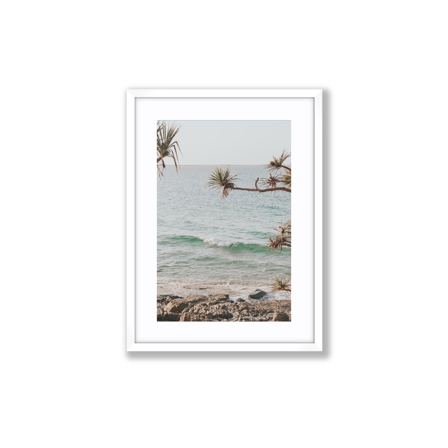 Good Vibrations fine art print, Noosa, Australia, coastal scenes artwork, Medium, White Frame · Matboard, Fine Art Print