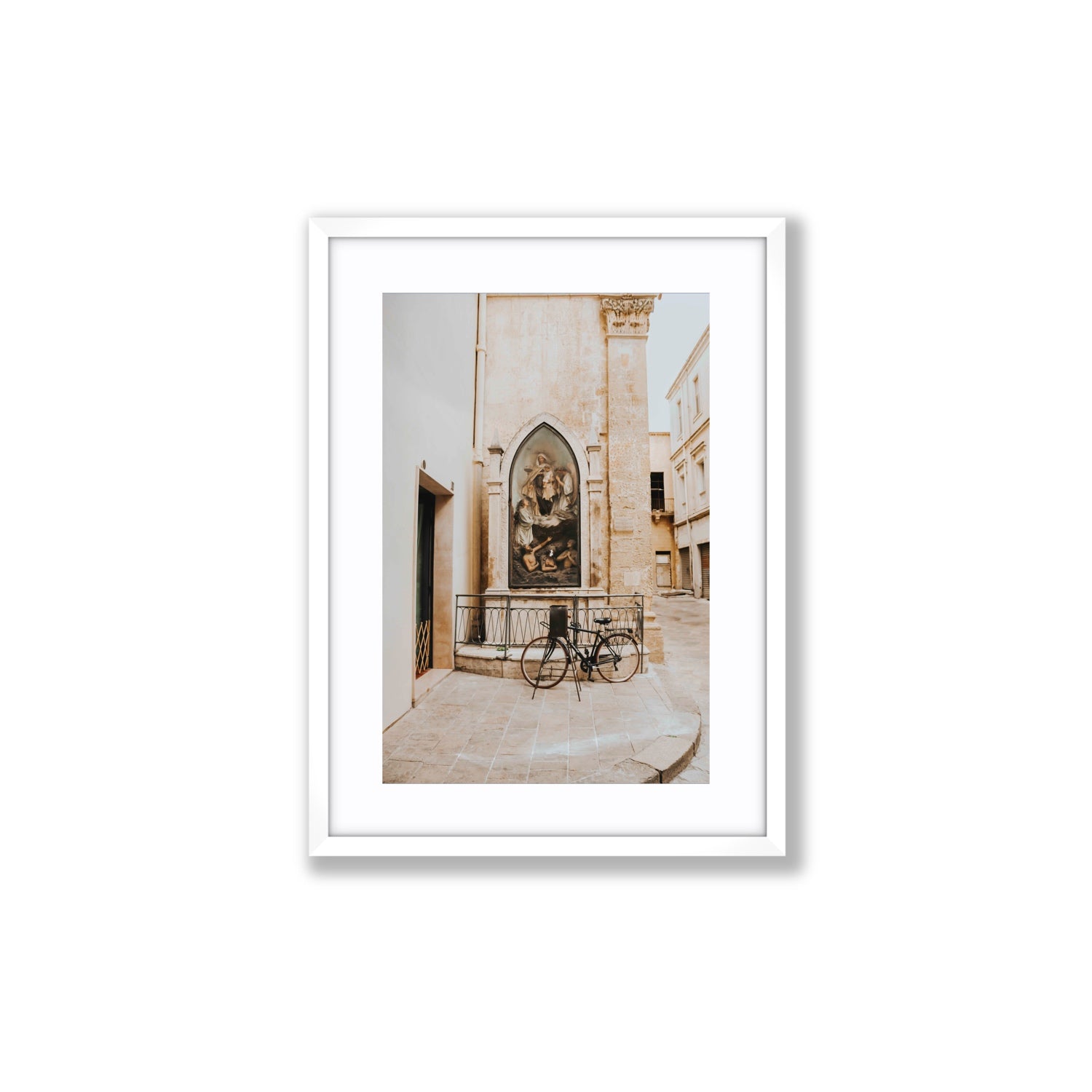 La Chiesa Puglia Otranto Italian wall art Medium fine art print in white frame with matboard
