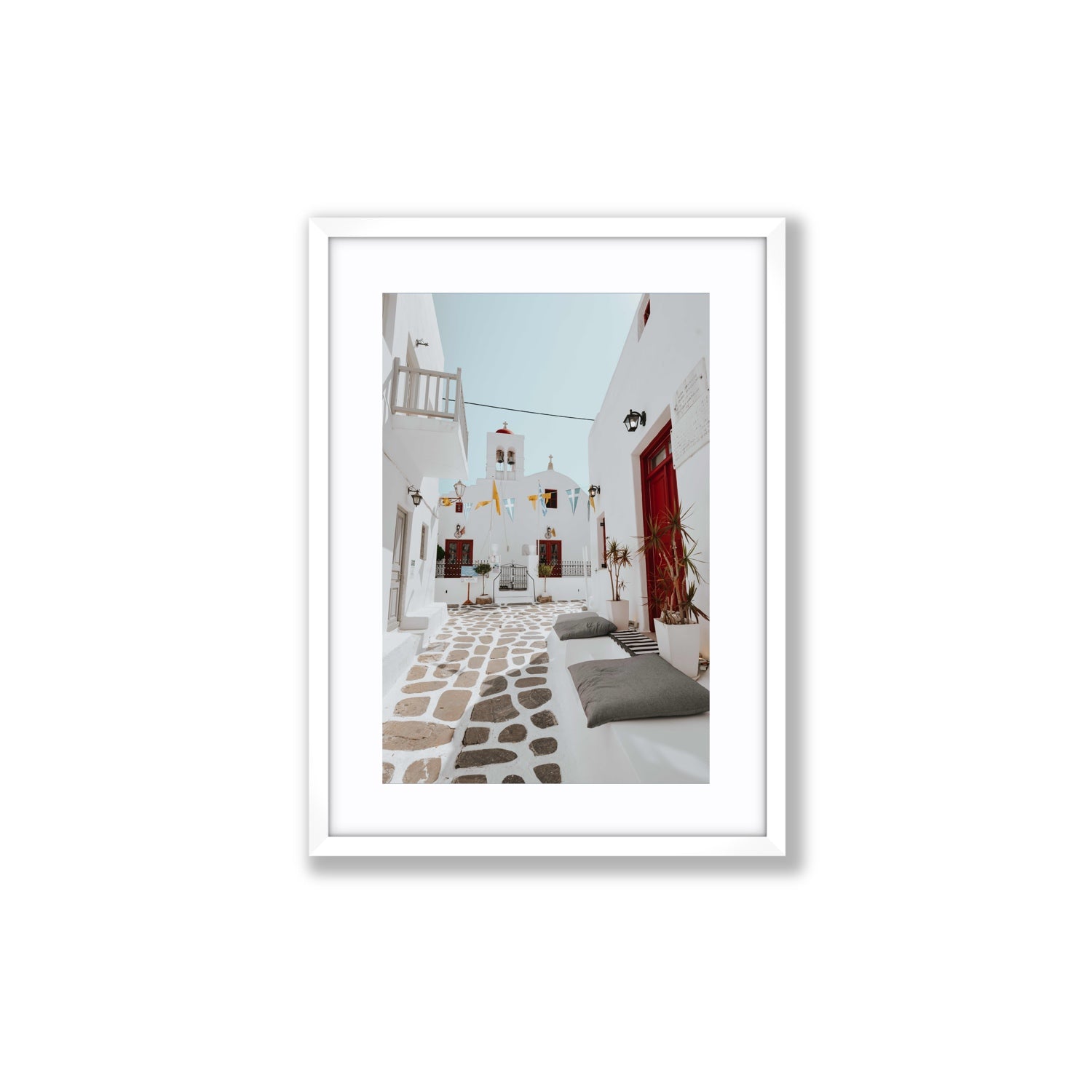 Cycladic Charm fine art print, Mykonos, Greece, Medium, White Frame · Matboard, Fine Art Print