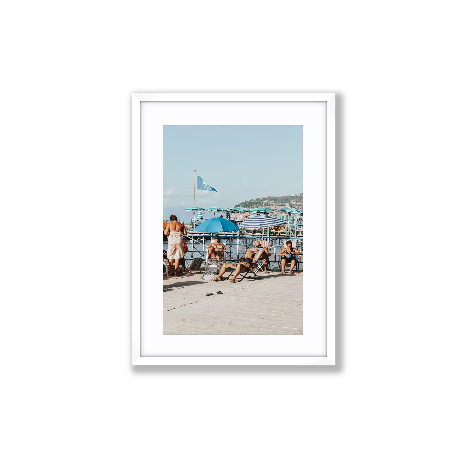 The Golden Years Sorrento Italian wall art Medium fine art print in white frame with matboard