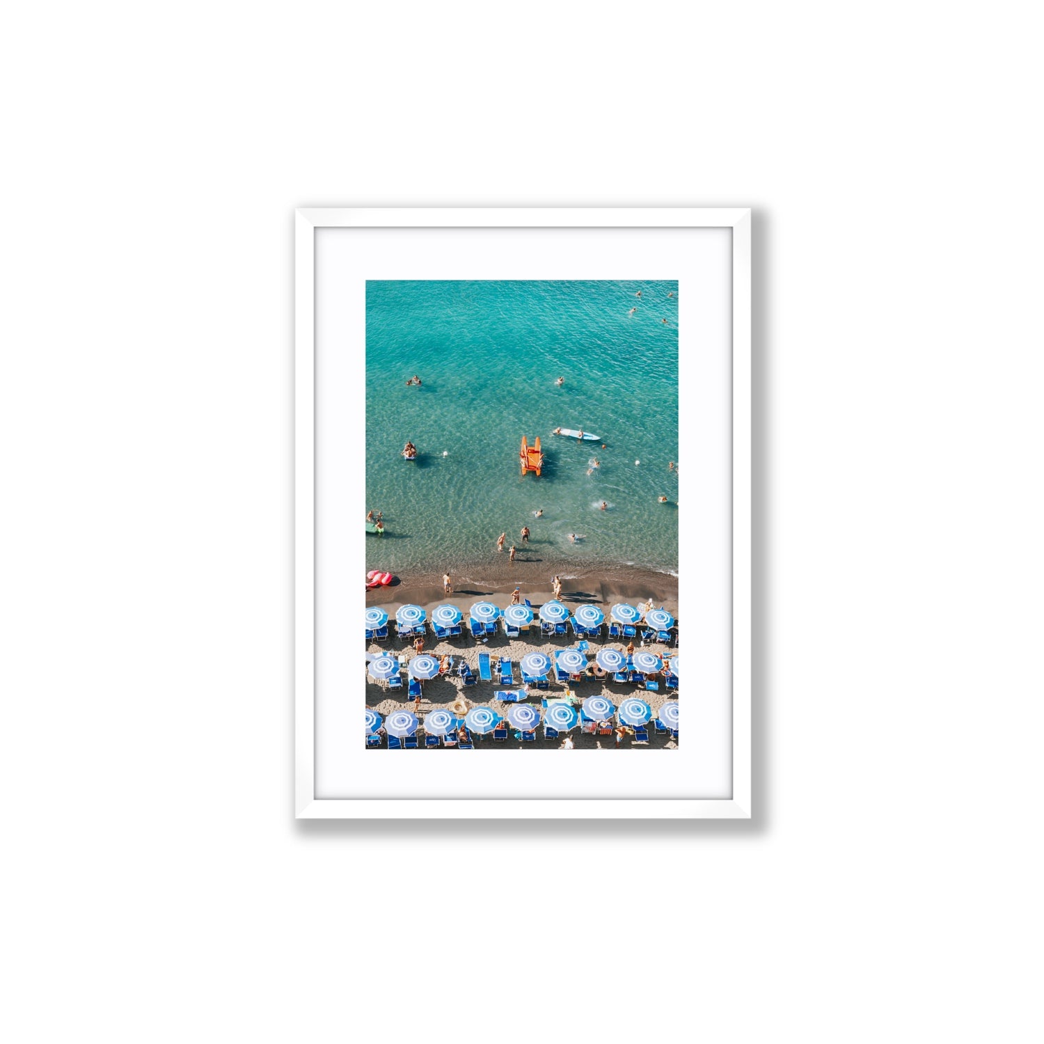 Aquamarine Oasis Sorrento Italian coastal wall art Medium fine art print in white frame with matboard
