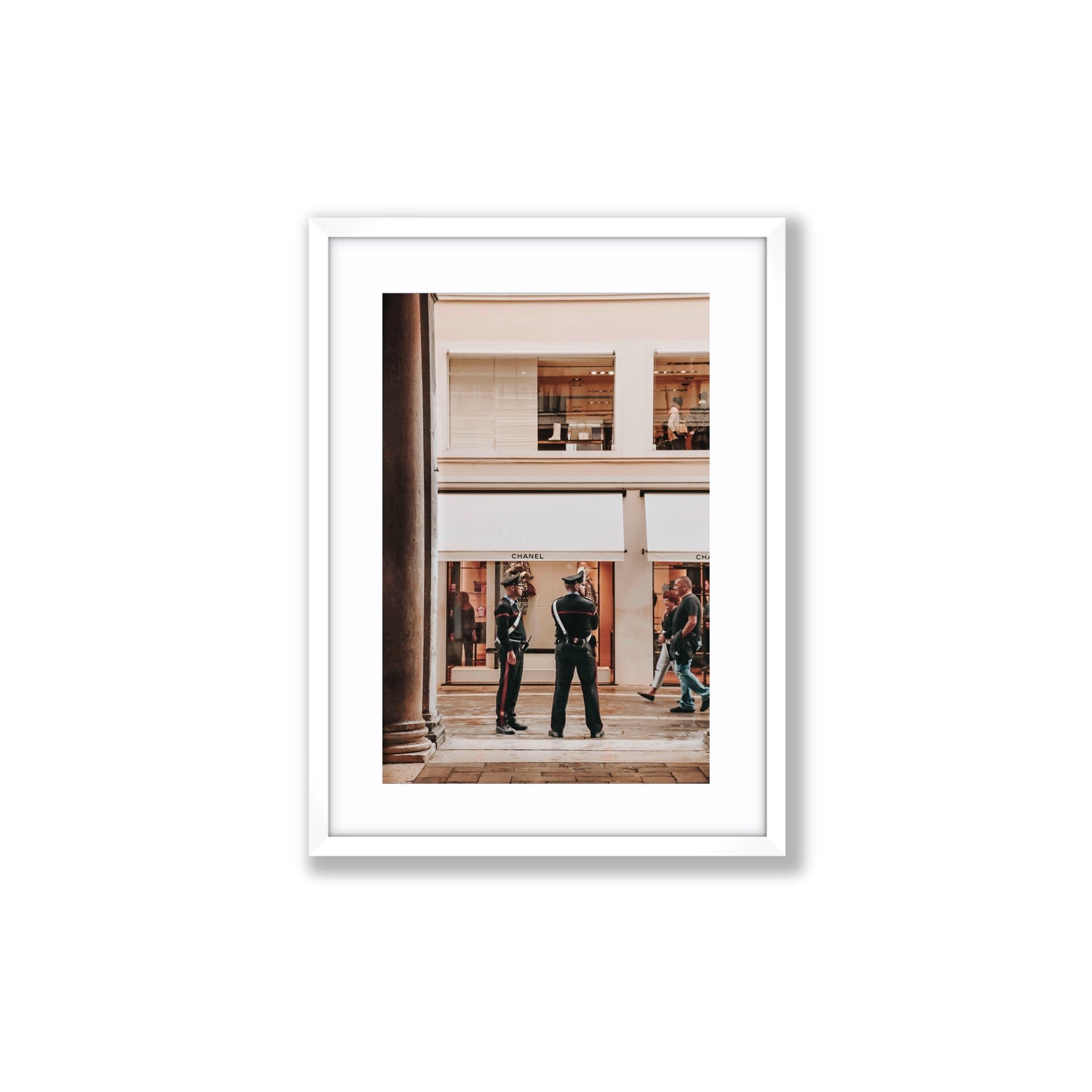 Style Police Venice Italian wall art Medium fine art print in white frame with matboard