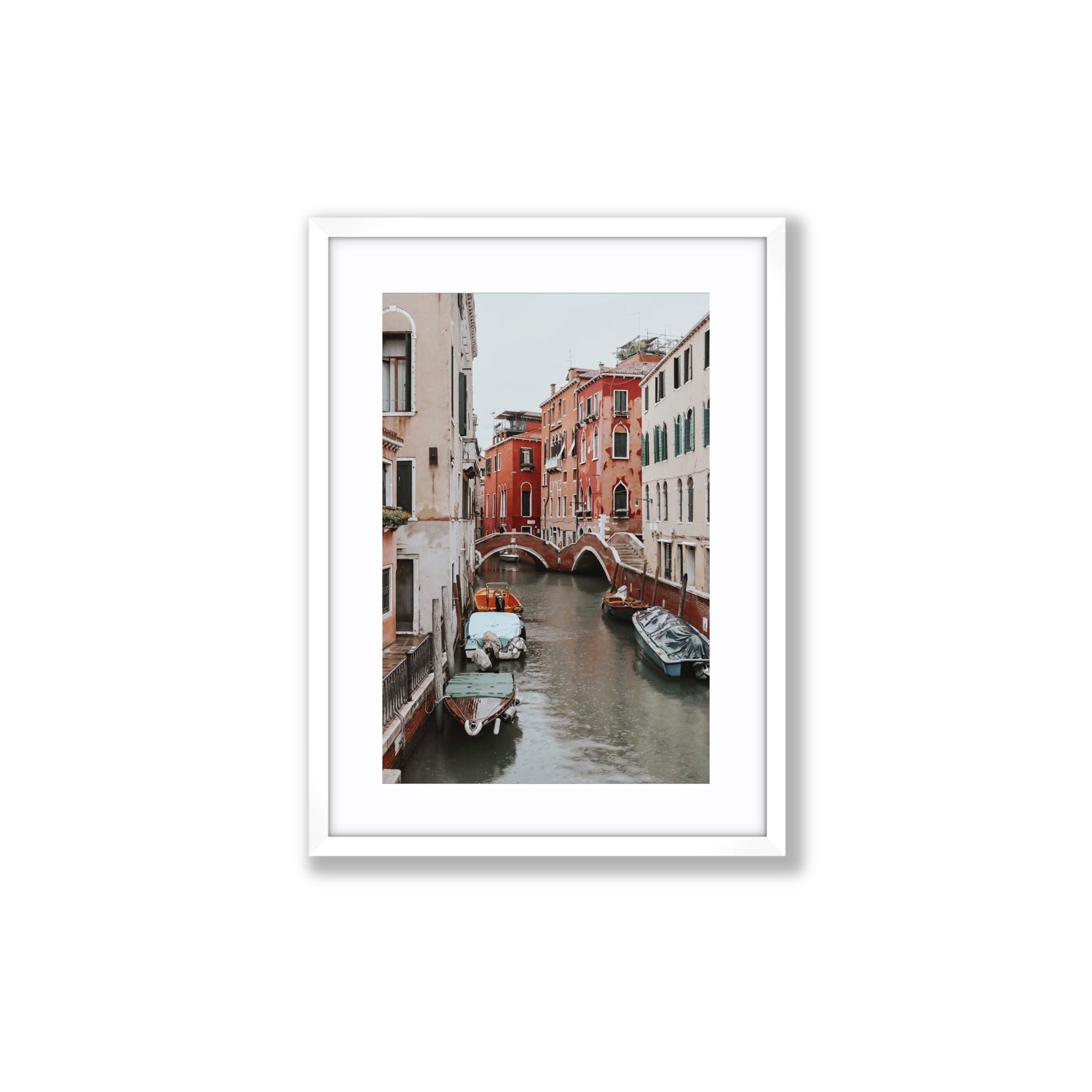 City of Water Venice Italian Mediterranean decor wall art Medium fine art print in white frame with matboard