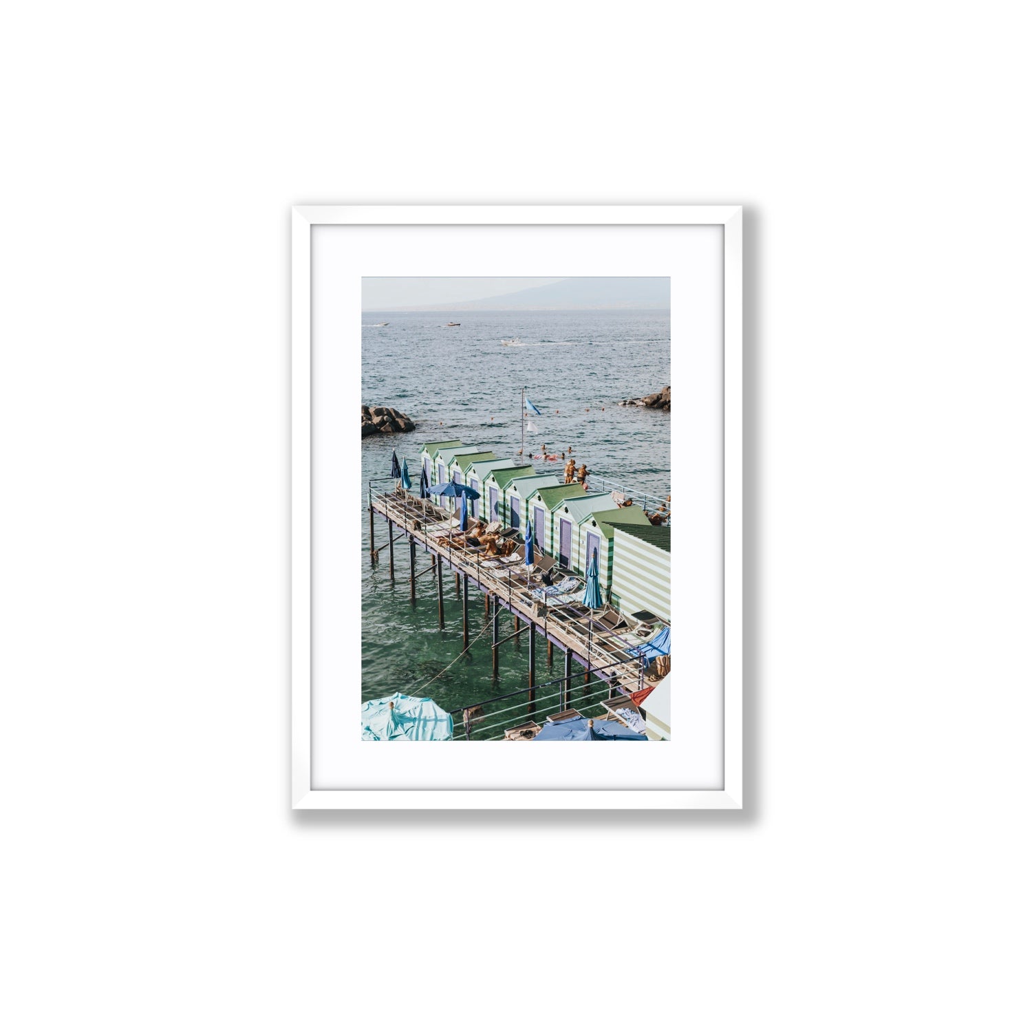 Cabine da Spiaggia fine art print, Sorrento, Italy, Medium, White Frame · Matboard, Fine Art Print