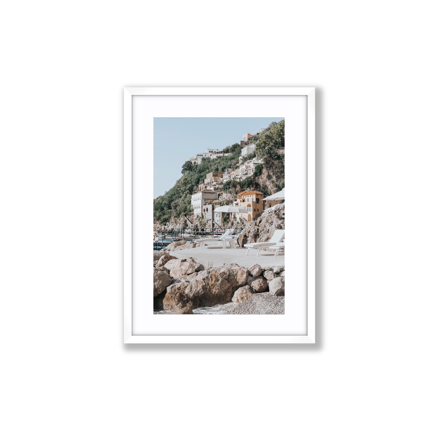 Dolce Coast Amalfi travel photography wall art medium fine art print in white frame with matboard