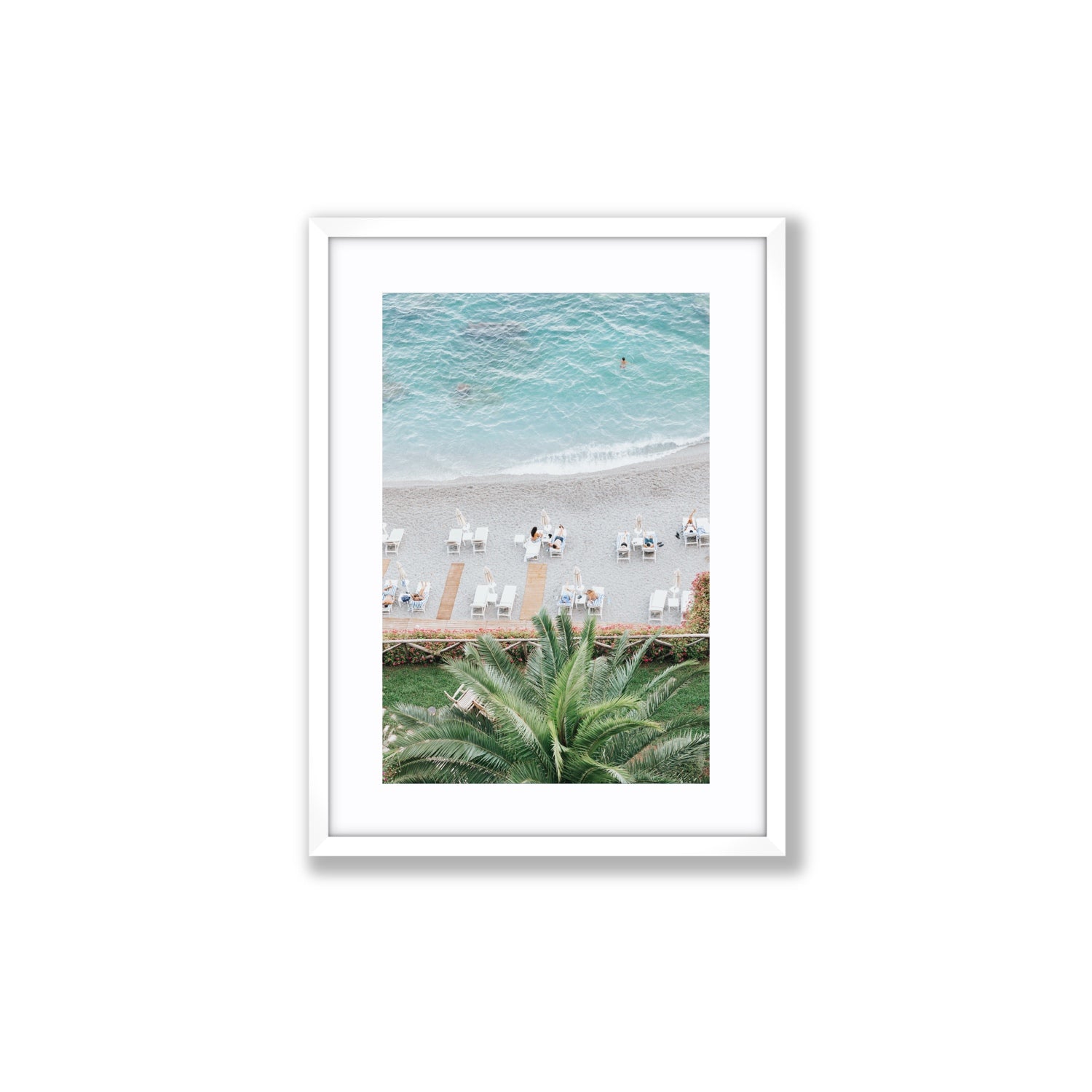 Paradiso Amalfi Mediterranean wall art Medium fine art print in white frame with matboard