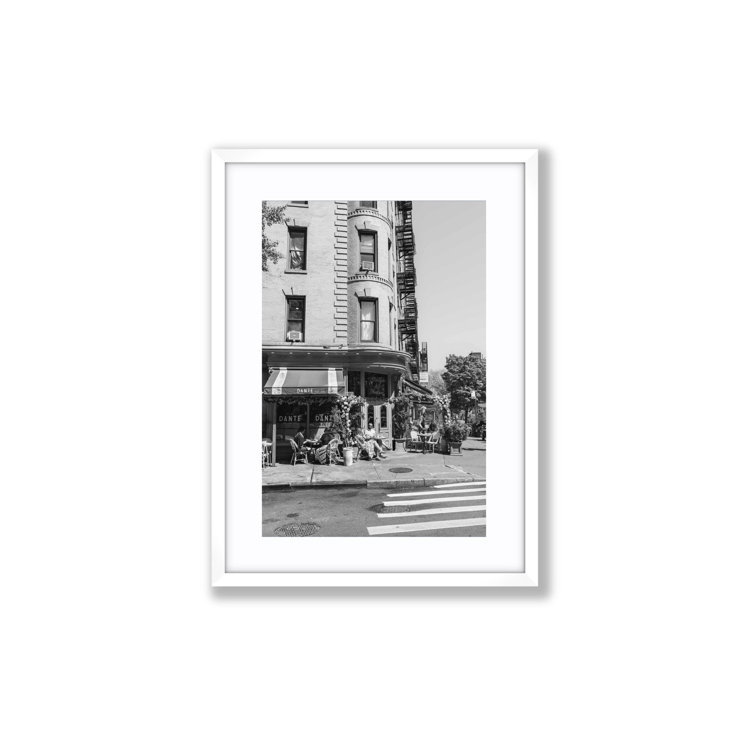 Sunny Soiree New York NYC Black & White wall art Medium fine art print in white frame with matboard