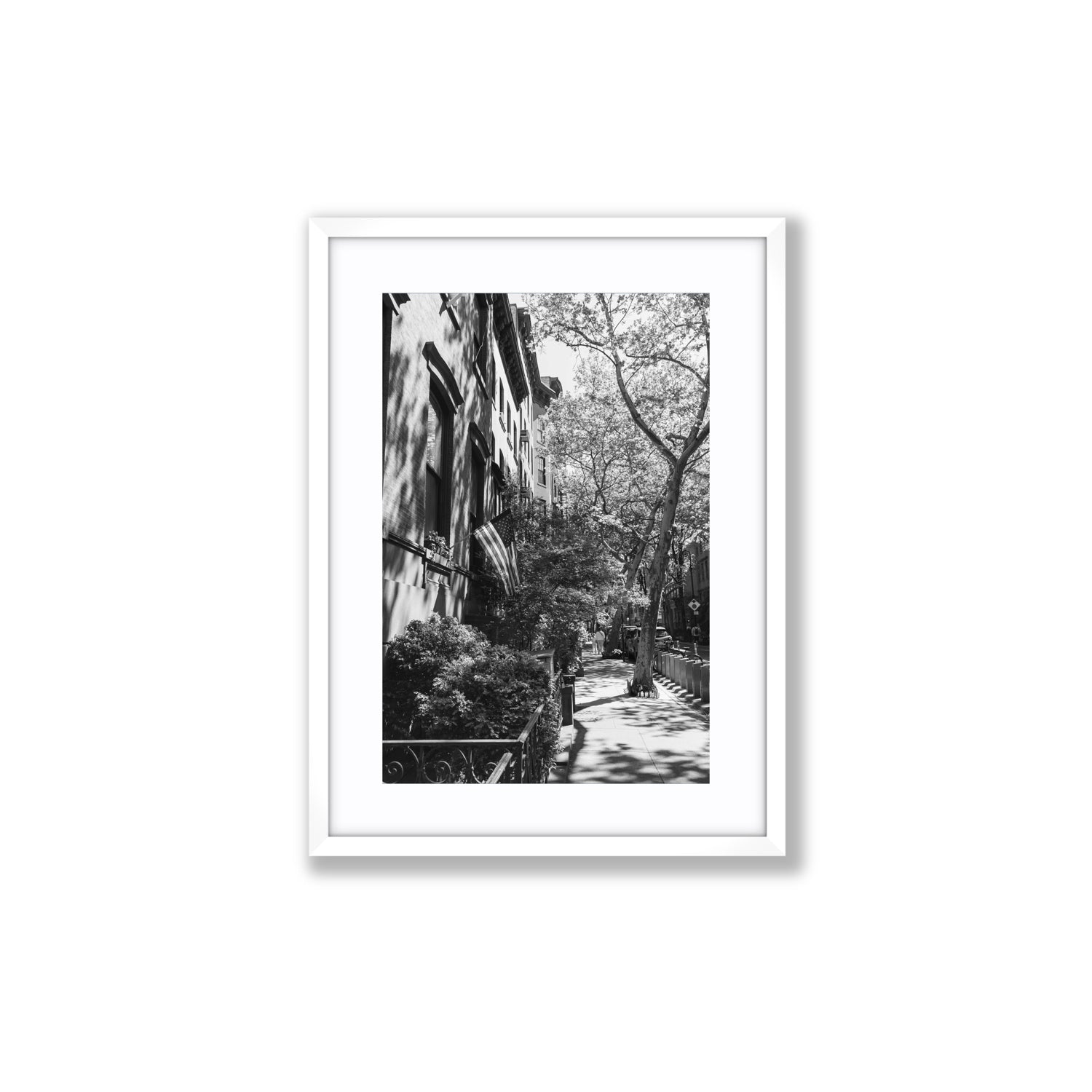 Urban Patriotism New York NYC Black & White wall art Medium fine art print in white frame with matboard