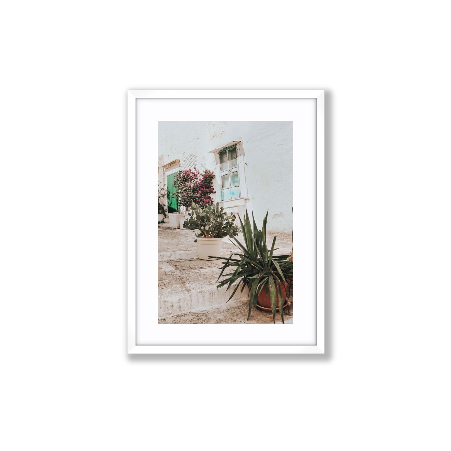 Giardino Segreto Puglia Ostuni wall art Medium fine art print in white frame with matboard