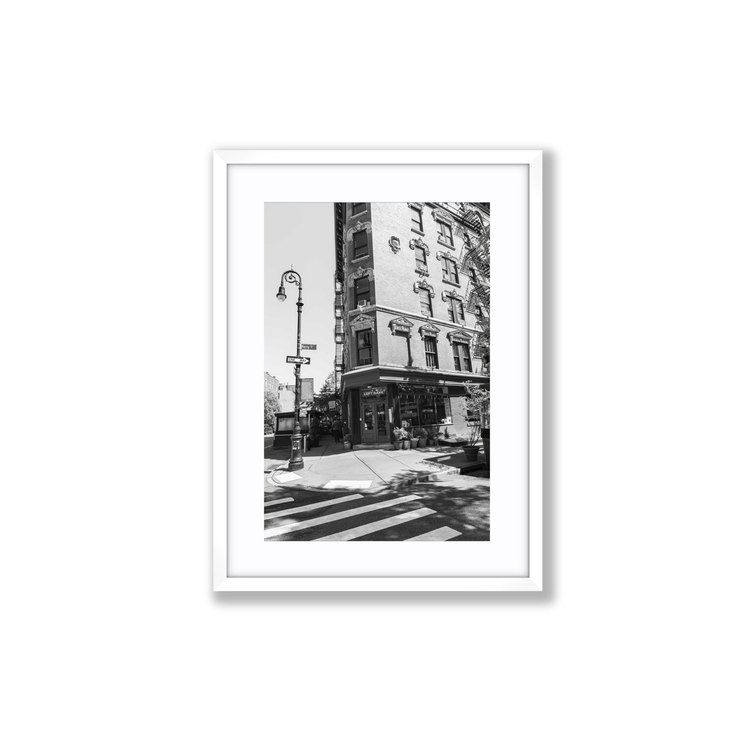 Parisian On Perry New York NYC Black & White wall art Medium fine art print in white frame with matboard