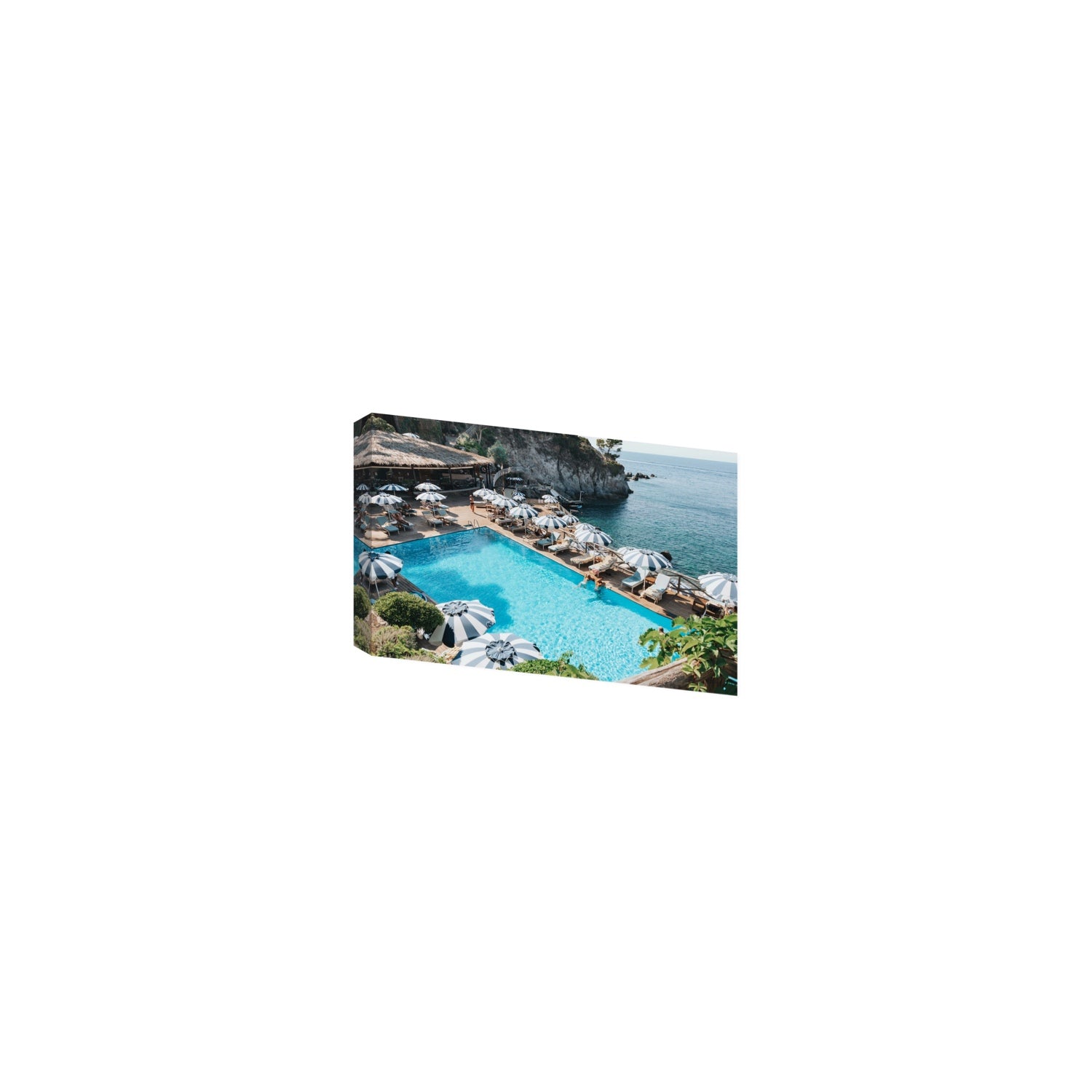 Oceanview Ischia Italian coastal wall art Small stretched canvas print