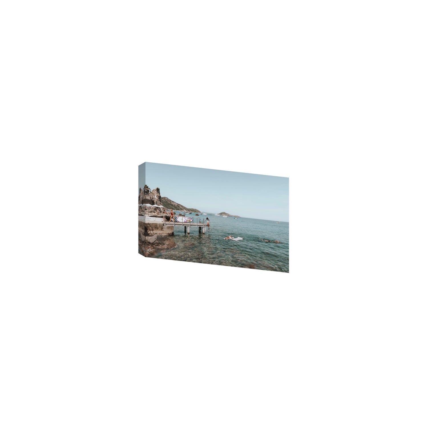 Retro Glamour Tuscany coastal Italian wall art Small stretched canvas print