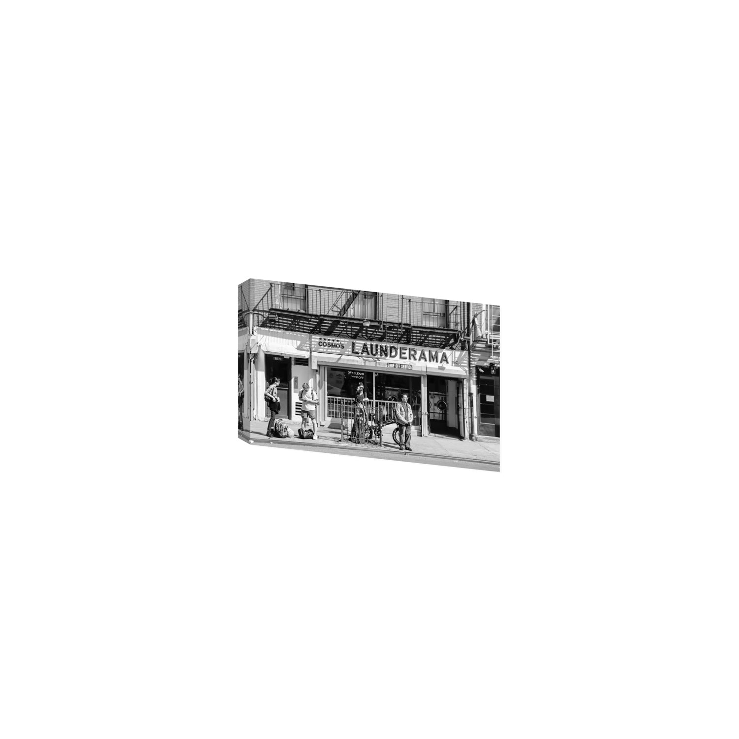 Launderama New York NYC Black & White wall art Small stretched canvas print