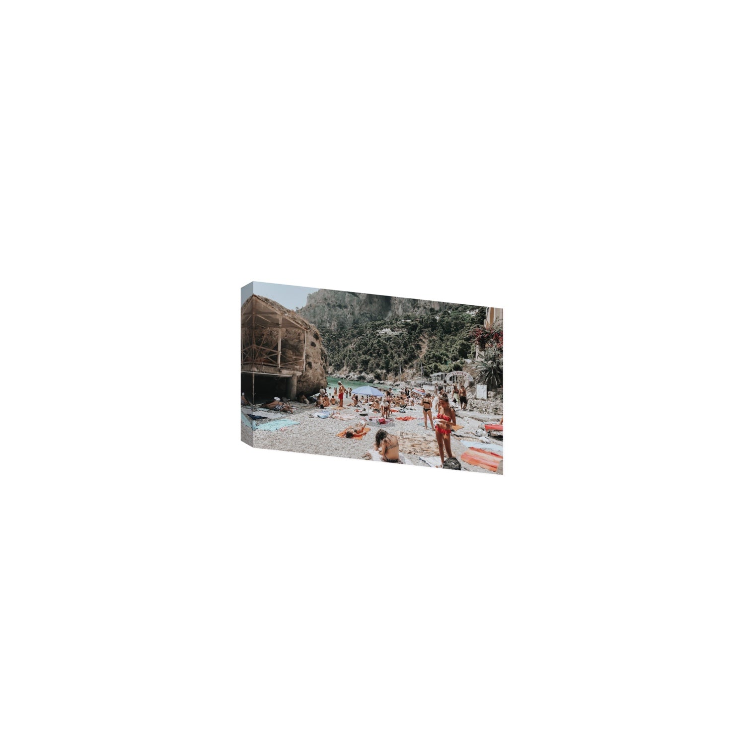 Spiaggia Da Gioia Capri beach coastal wall art Small stretched canvas print