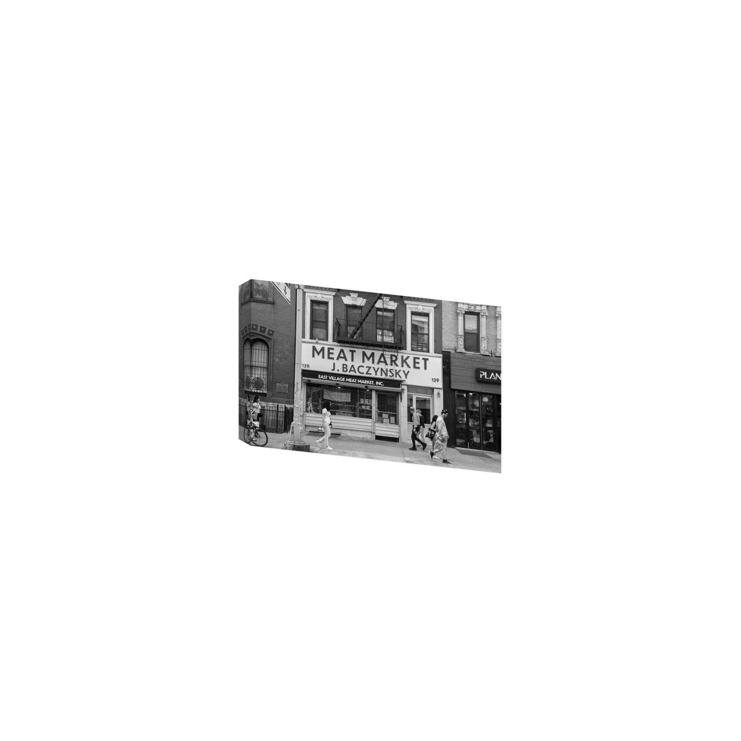 Meat District New York NYC Black & White wall art Small stretched canvas print
