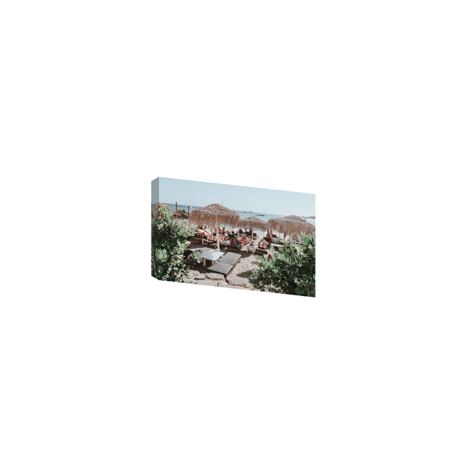 Greek Haven Mykonos Greek island coastal wall art Small stretched canvas print