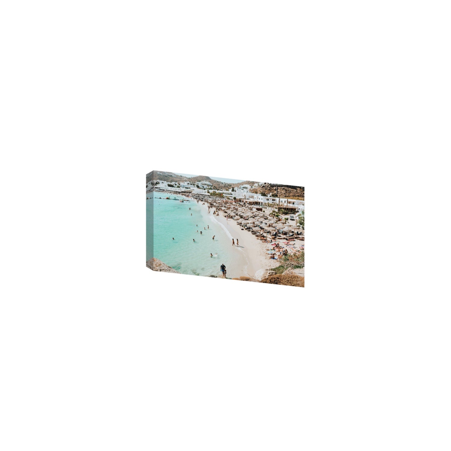 Aquaholic Mykonos Greek island wall art Small stretched canvas print