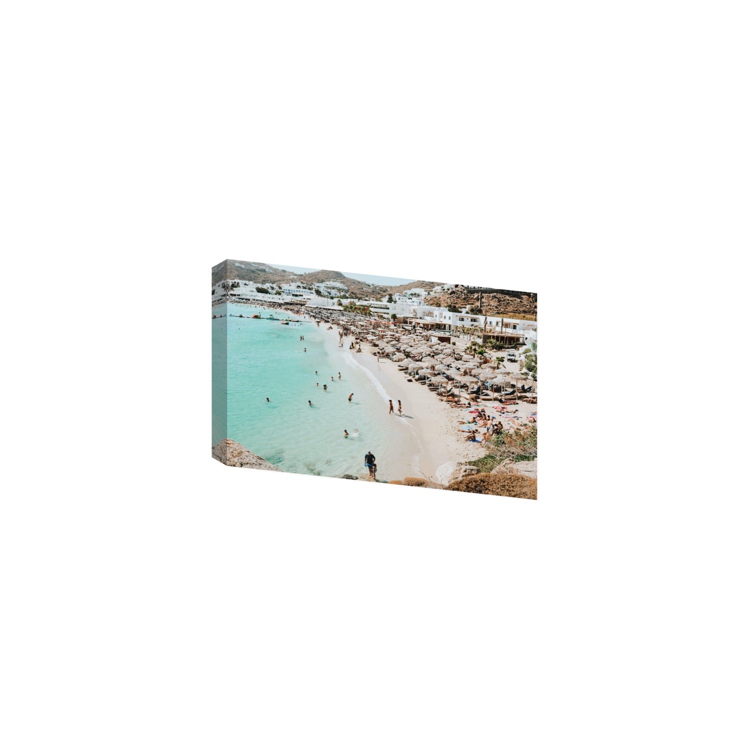Aquaholic Mykonos Greek island wall art Medium stretched canvas print