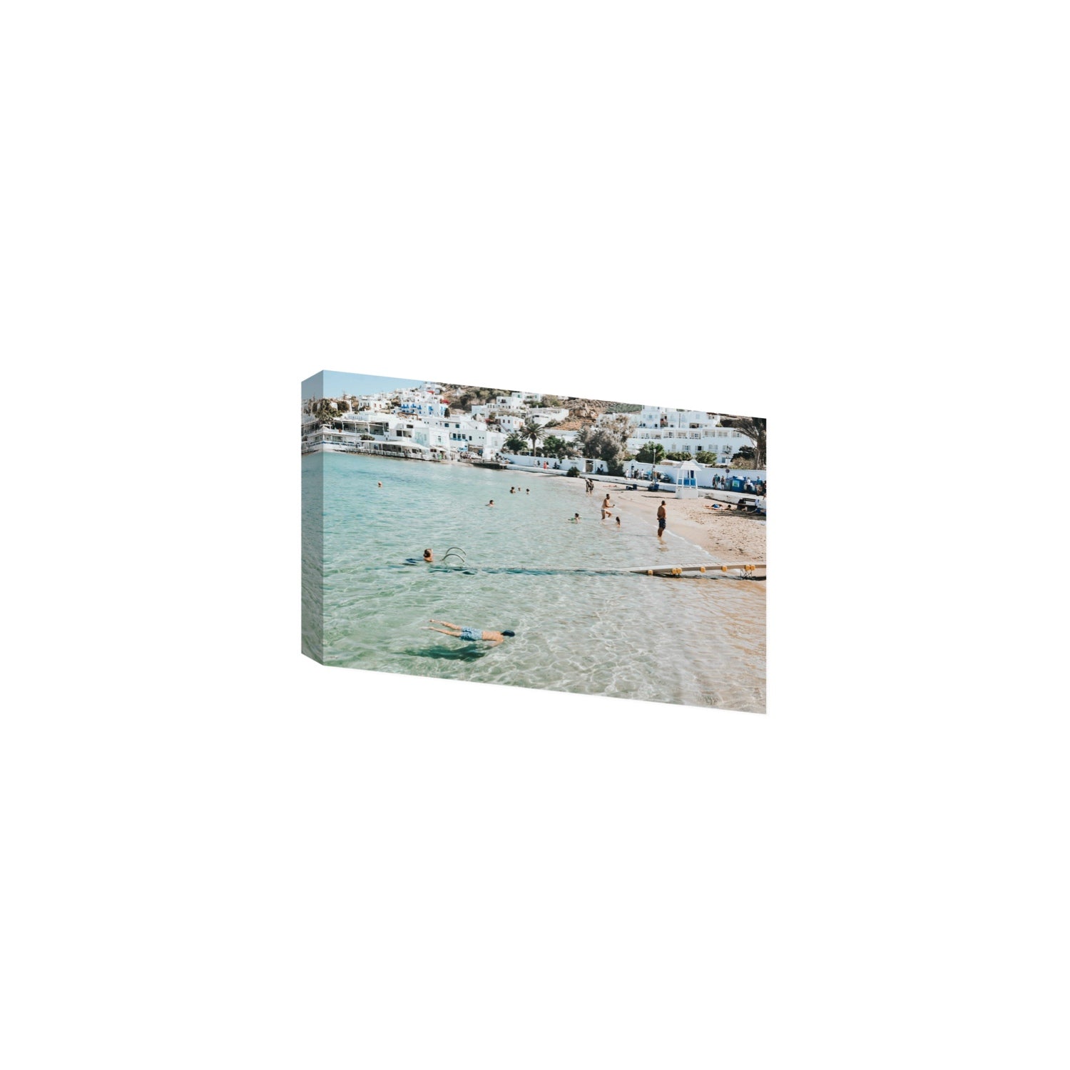 Bathe Yourself In Beauty Mykonos Greek island wall art Medium stretched canvas print