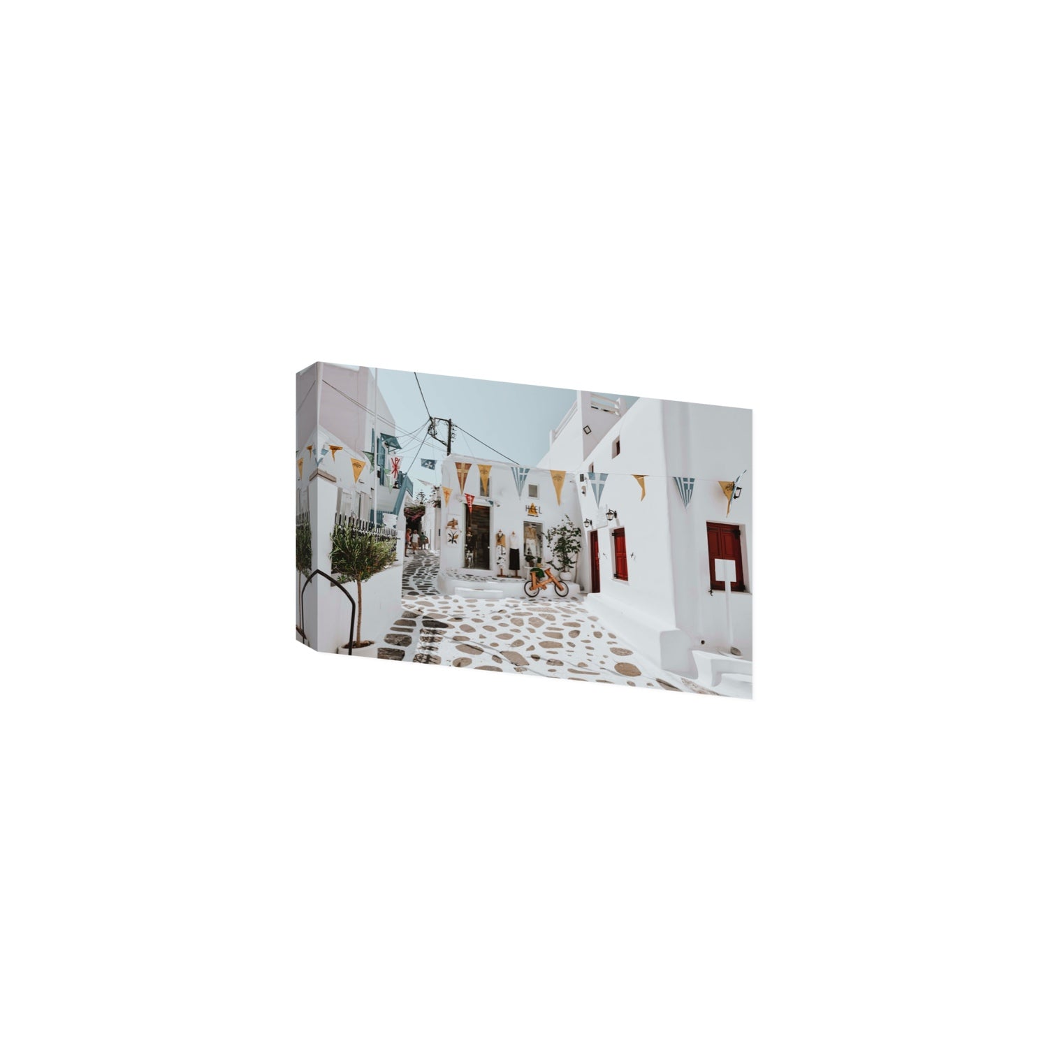 Cruising The Streets Mykonos Greek island wall art Medium stretched canvas print