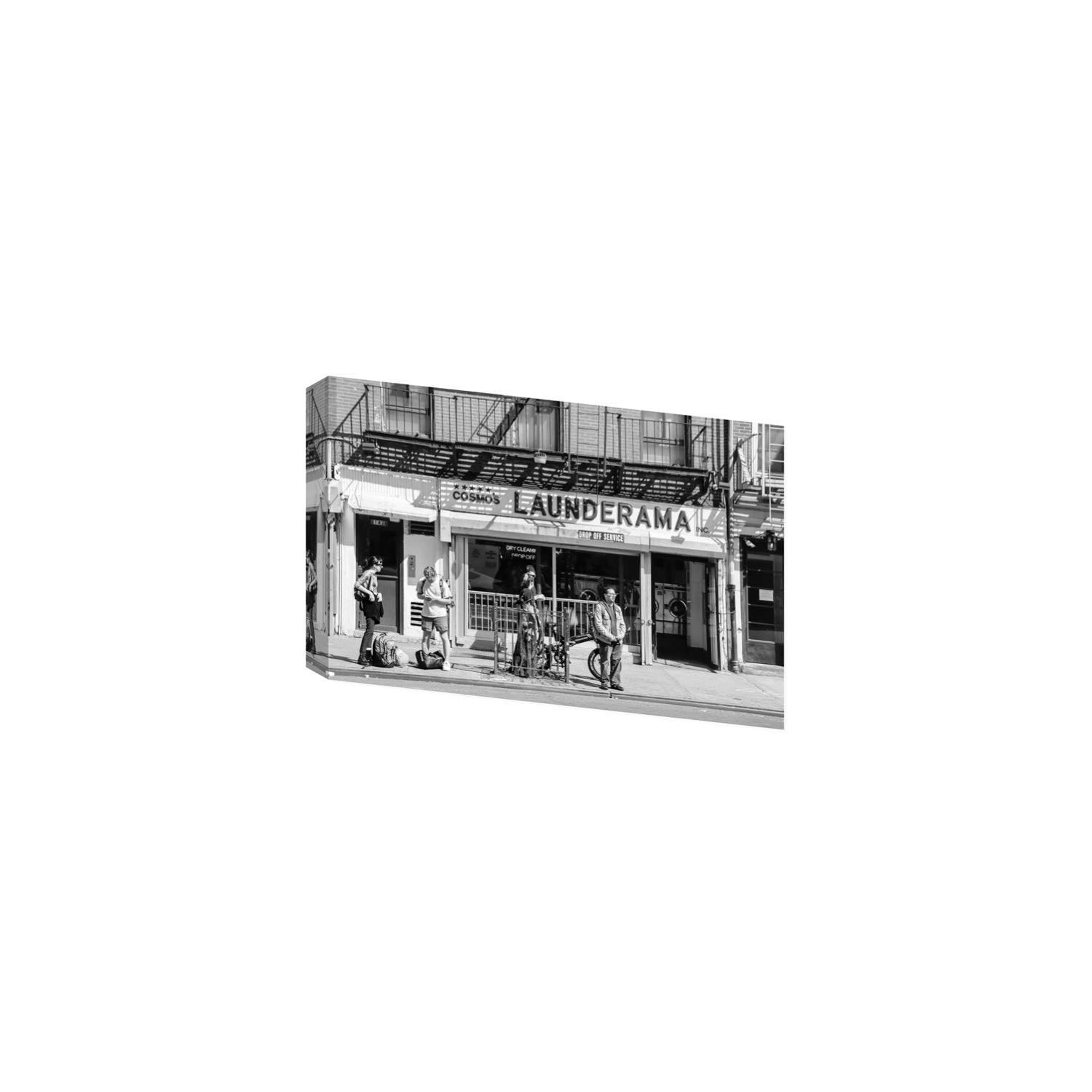 Launderama New York NYC Black & White wall art Medium stretched canvas print