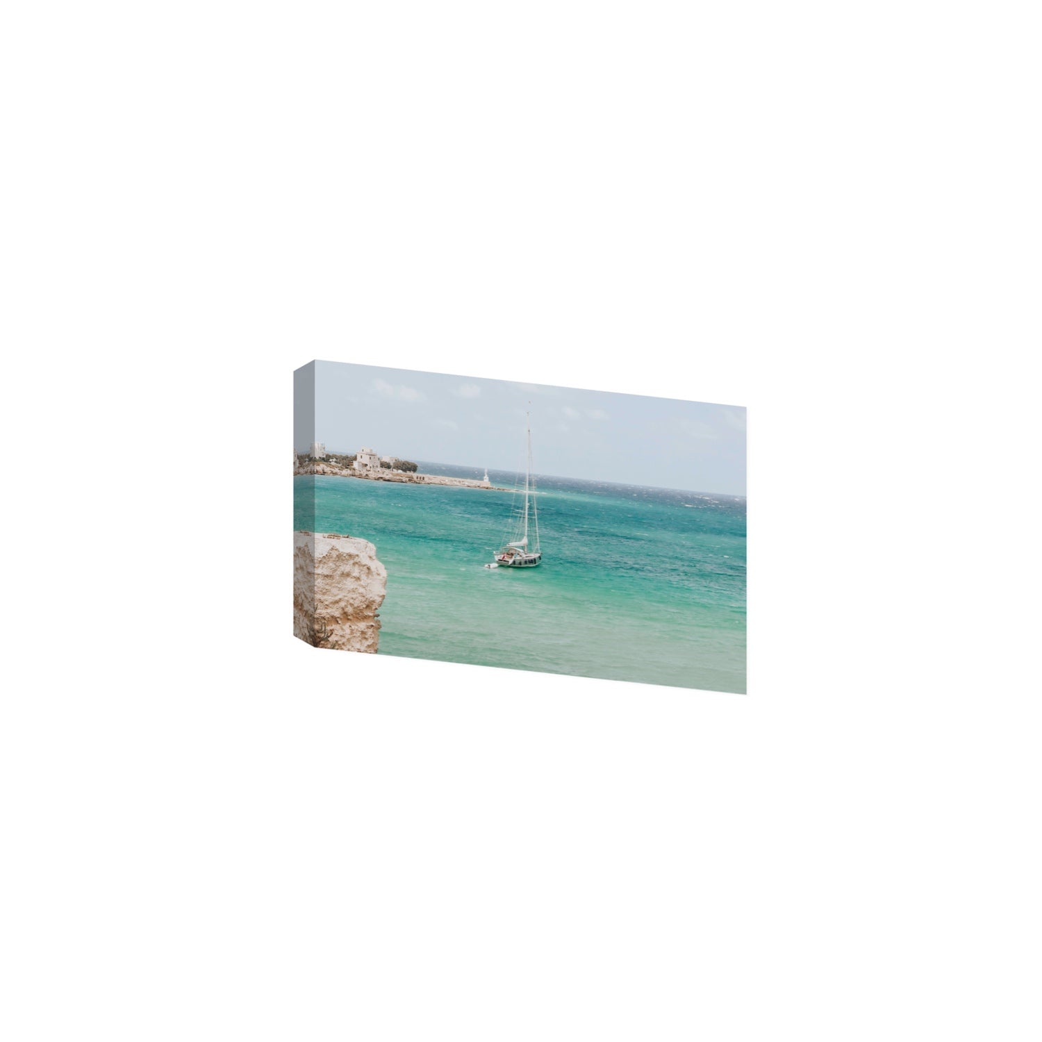 Adriatic Escape Puglia Italian coastal decor wall art Medium stretched canvas print