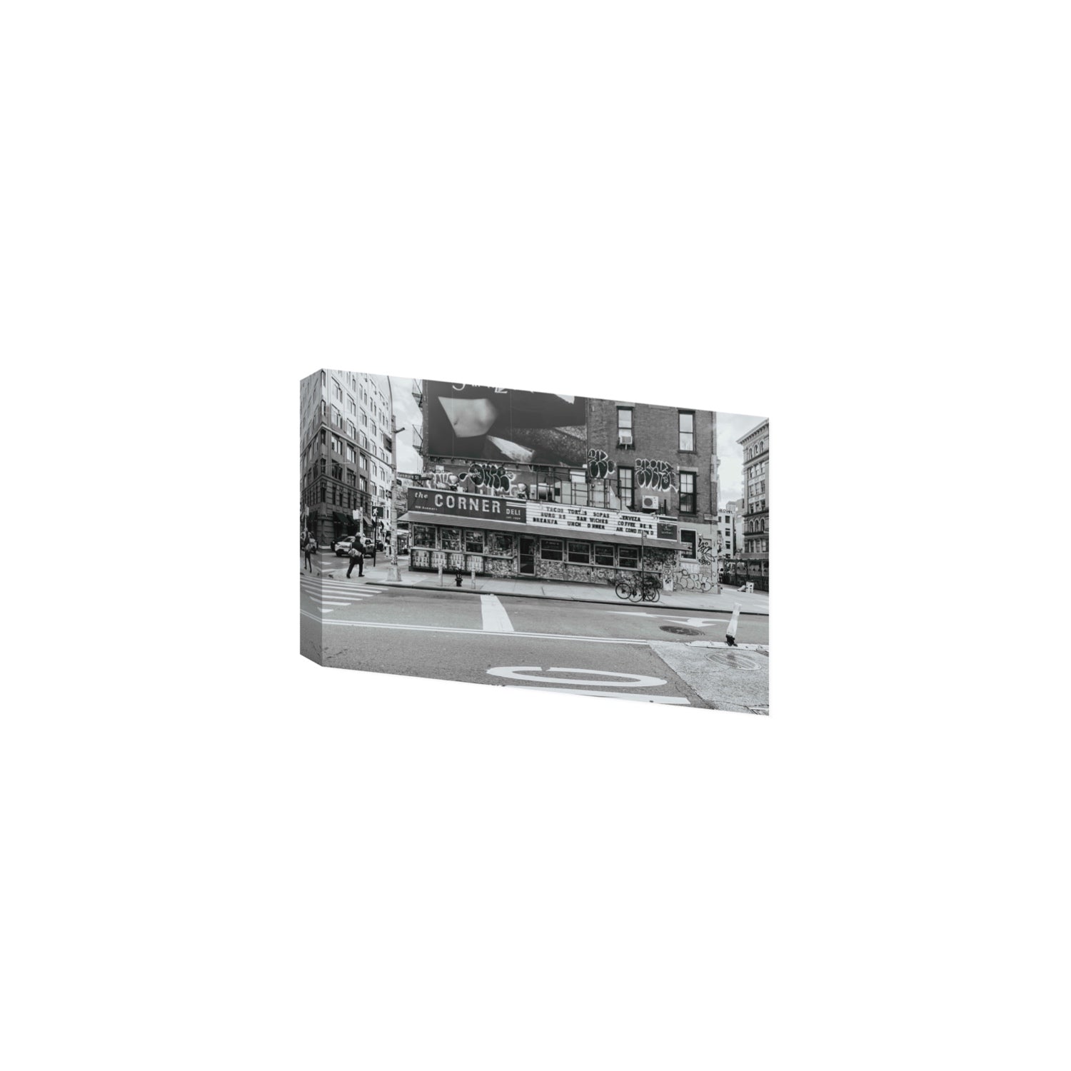 Kenmare Street New York NYC Black & White wall art Medium stretched canvas print