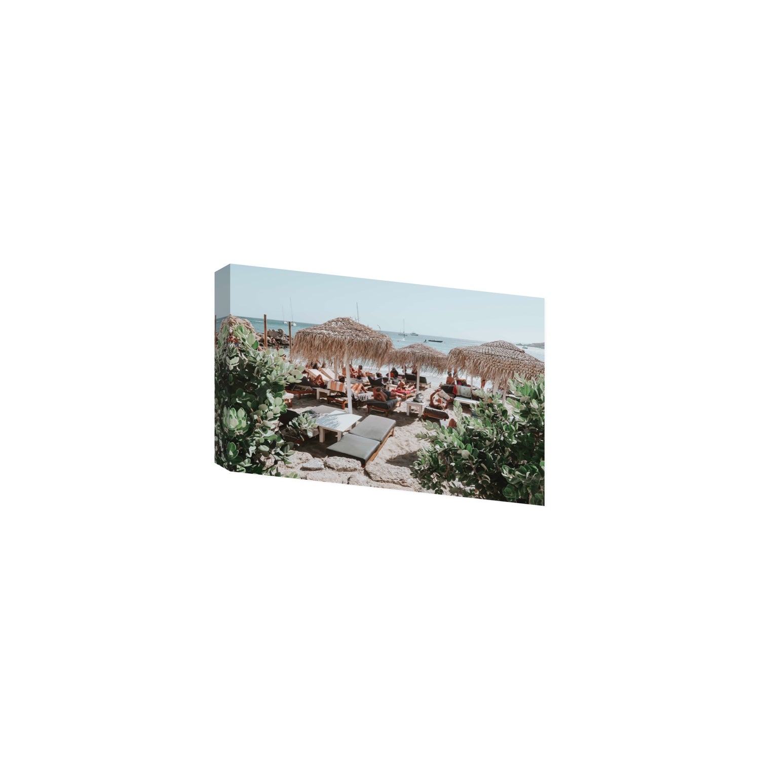 Greek Haven Mykonos Greek island coastal wall art Medium stretched canvas print