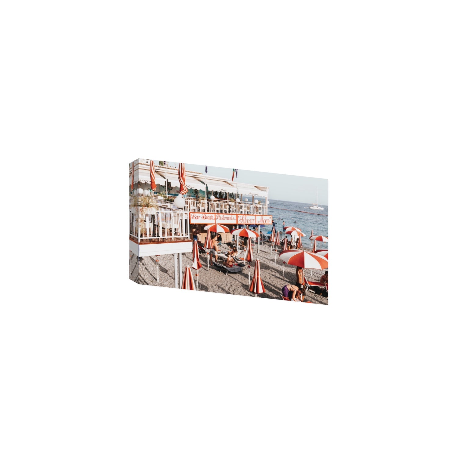 Silver Moon Amalfi Mediterranean wall art Medium stretched canvas print