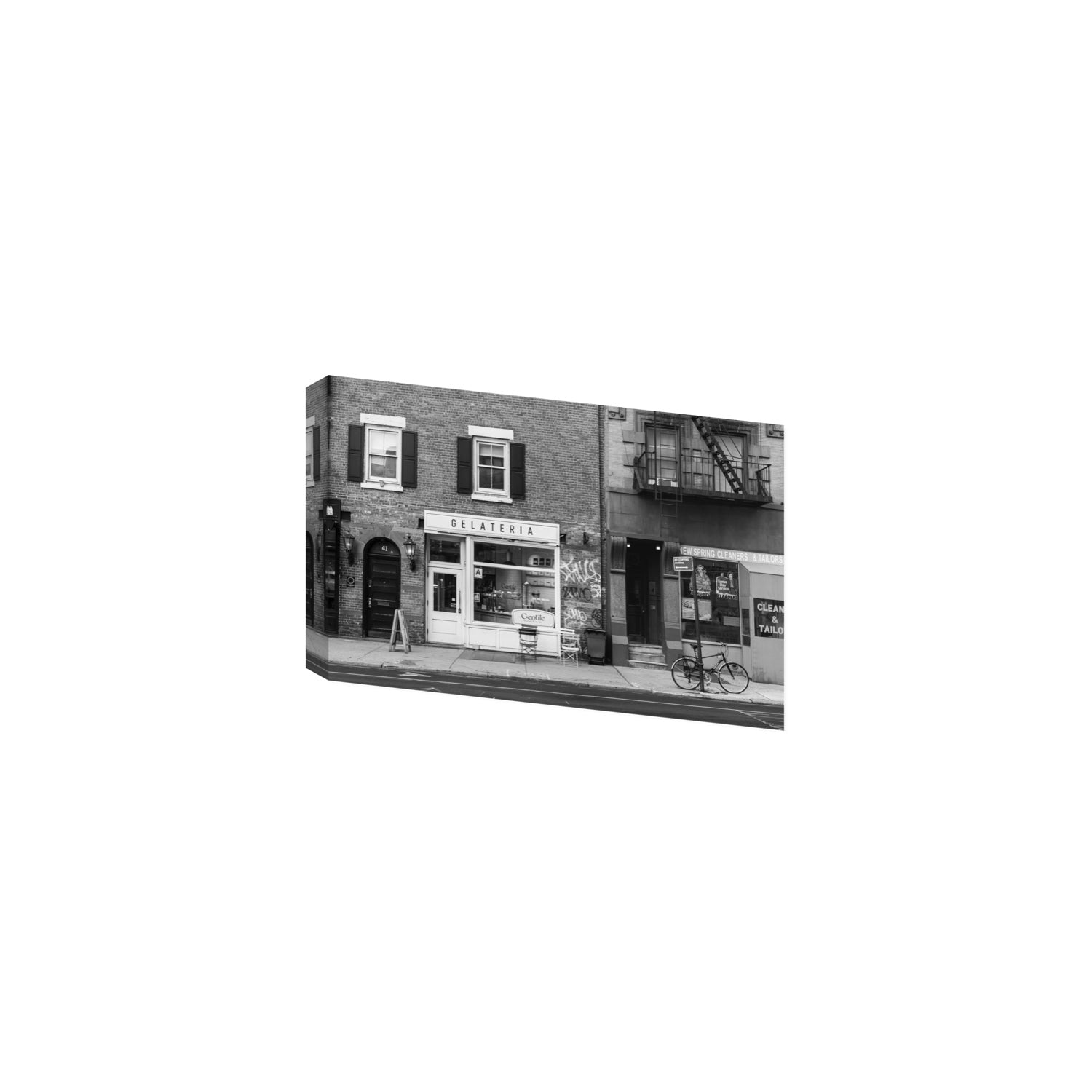 West Village Dolcezza New York NYC Black & White wall art Medium stretched canvas print