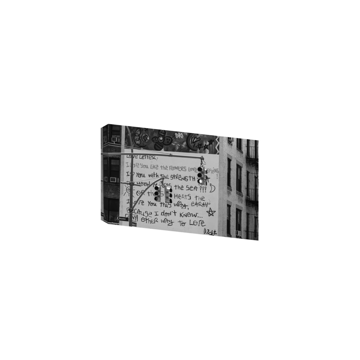 Love Letter New York NYC Black & White wall art Medium stretched canvas print