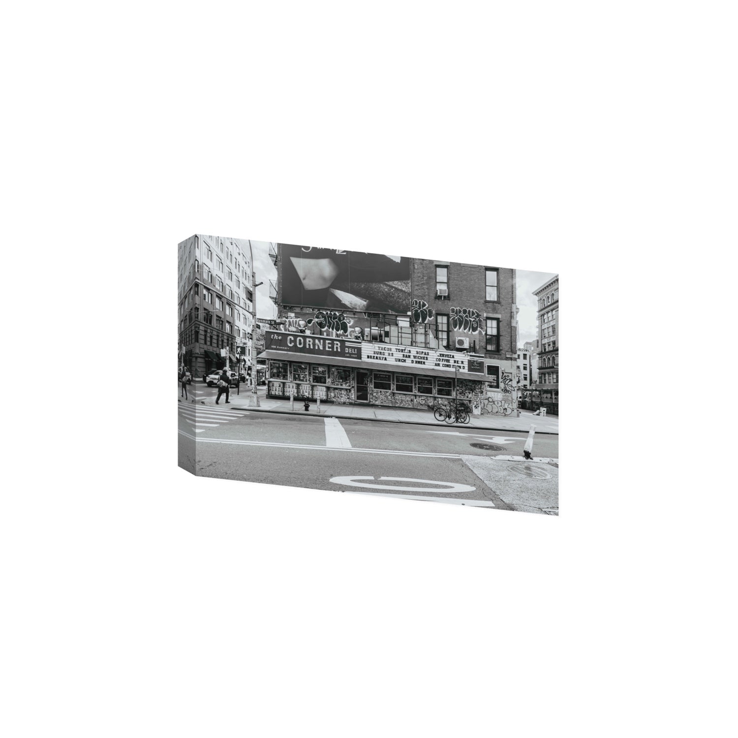 Kenmare Street New York NYC Black & White wall art Large stretched canvas print