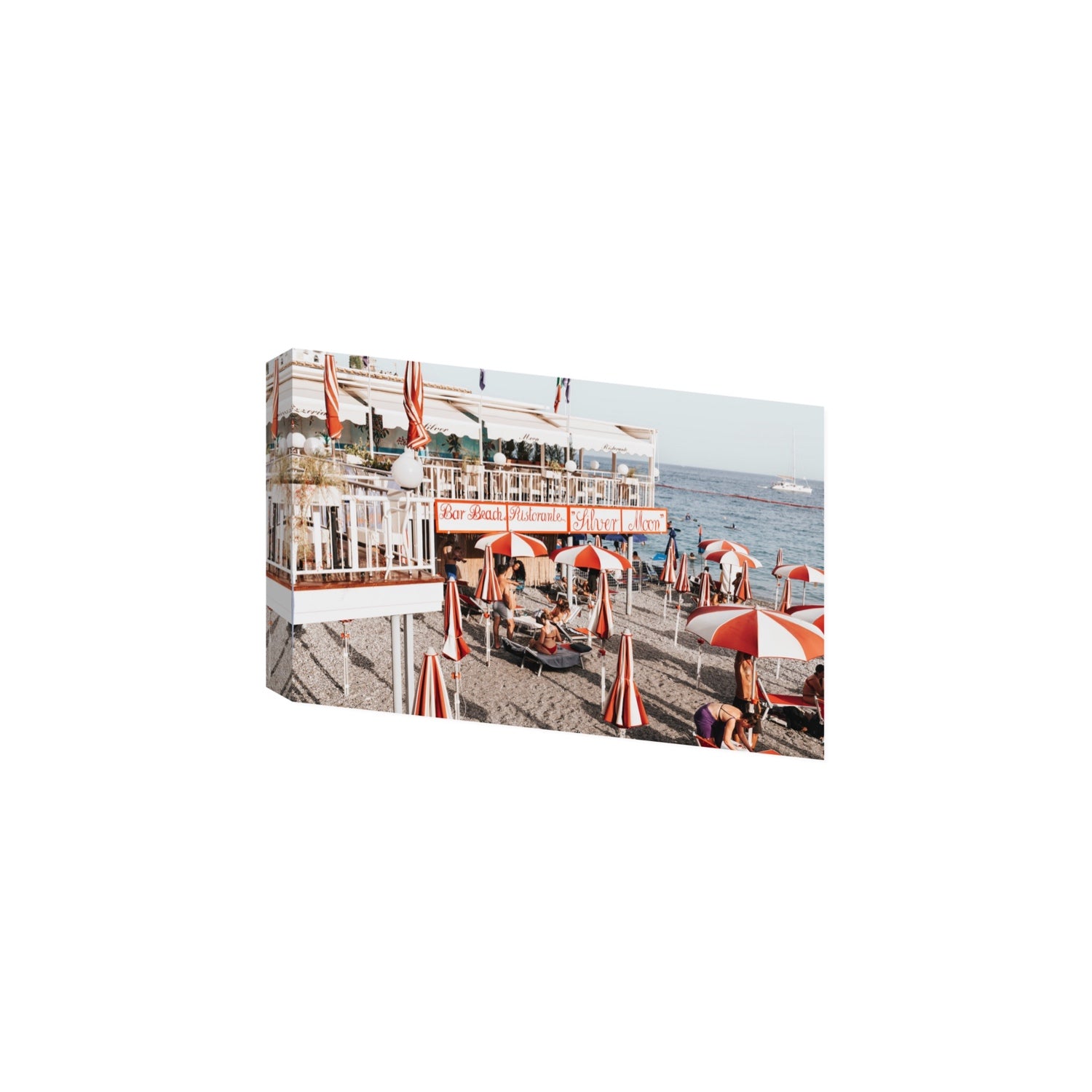Silver Moon Amalfi Mediterranean wall art Large stretched canvas print