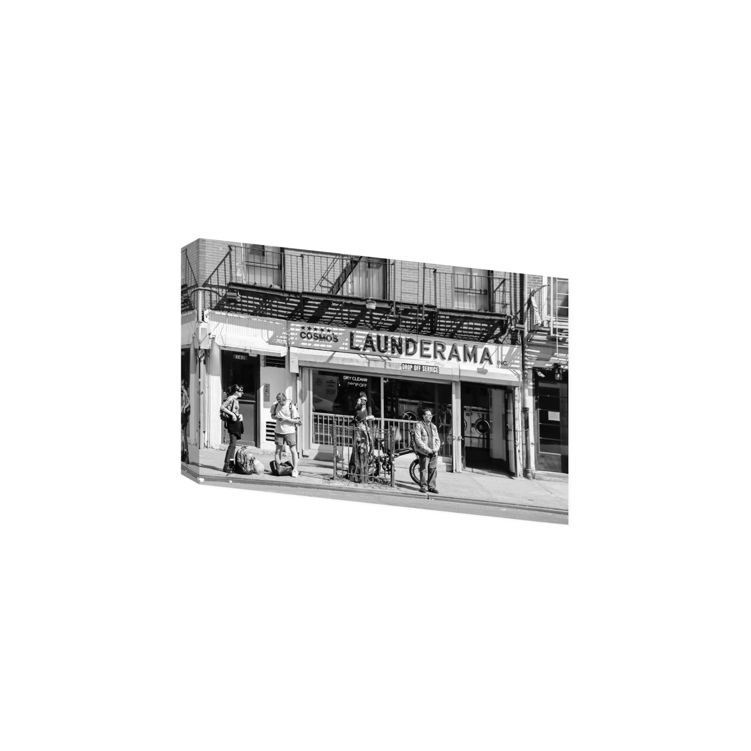 Launderama New York NYC Black & White wall art Large stretched canvas print