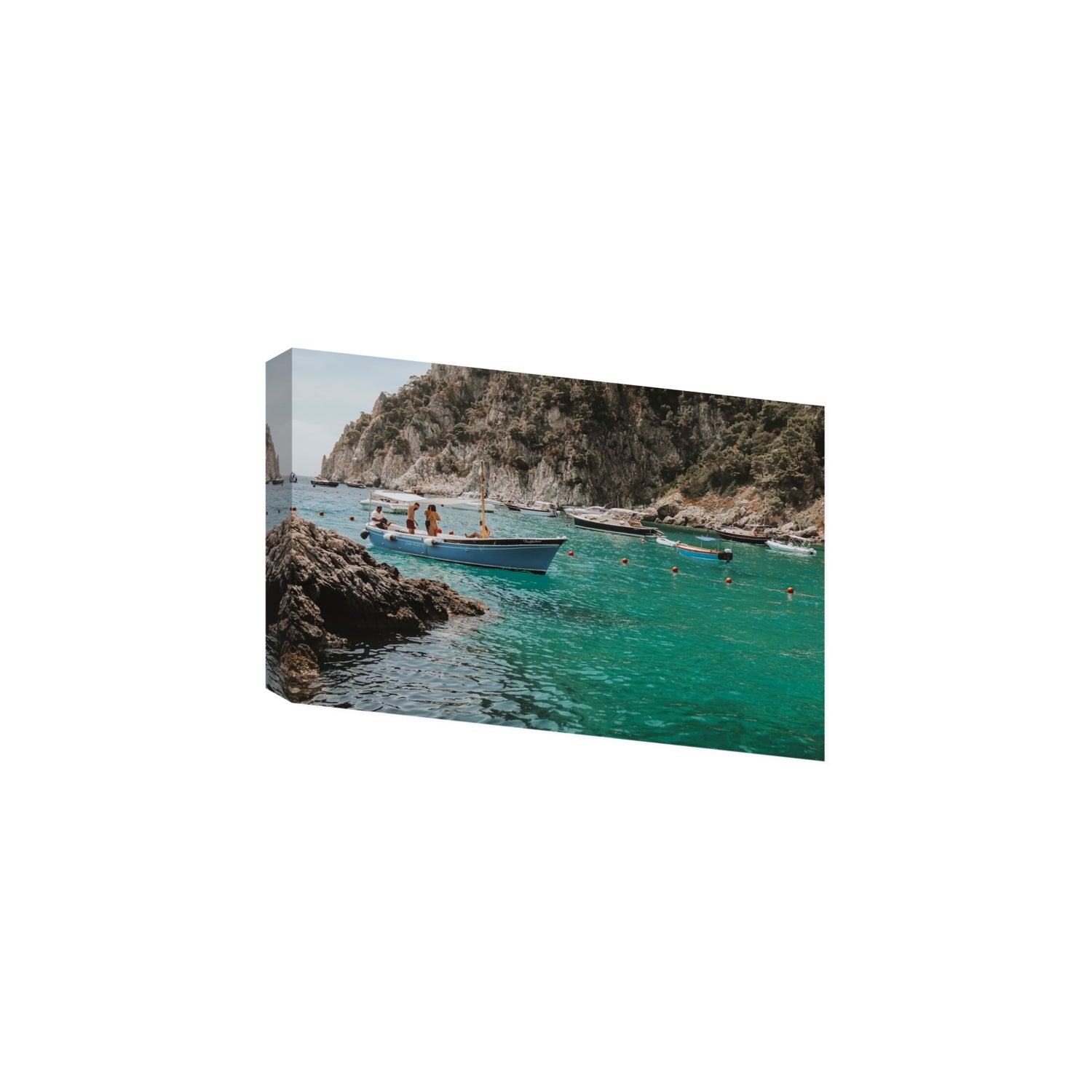 Cozy Cove Capri coastal Mediterranean wall art Large stretched canvas print