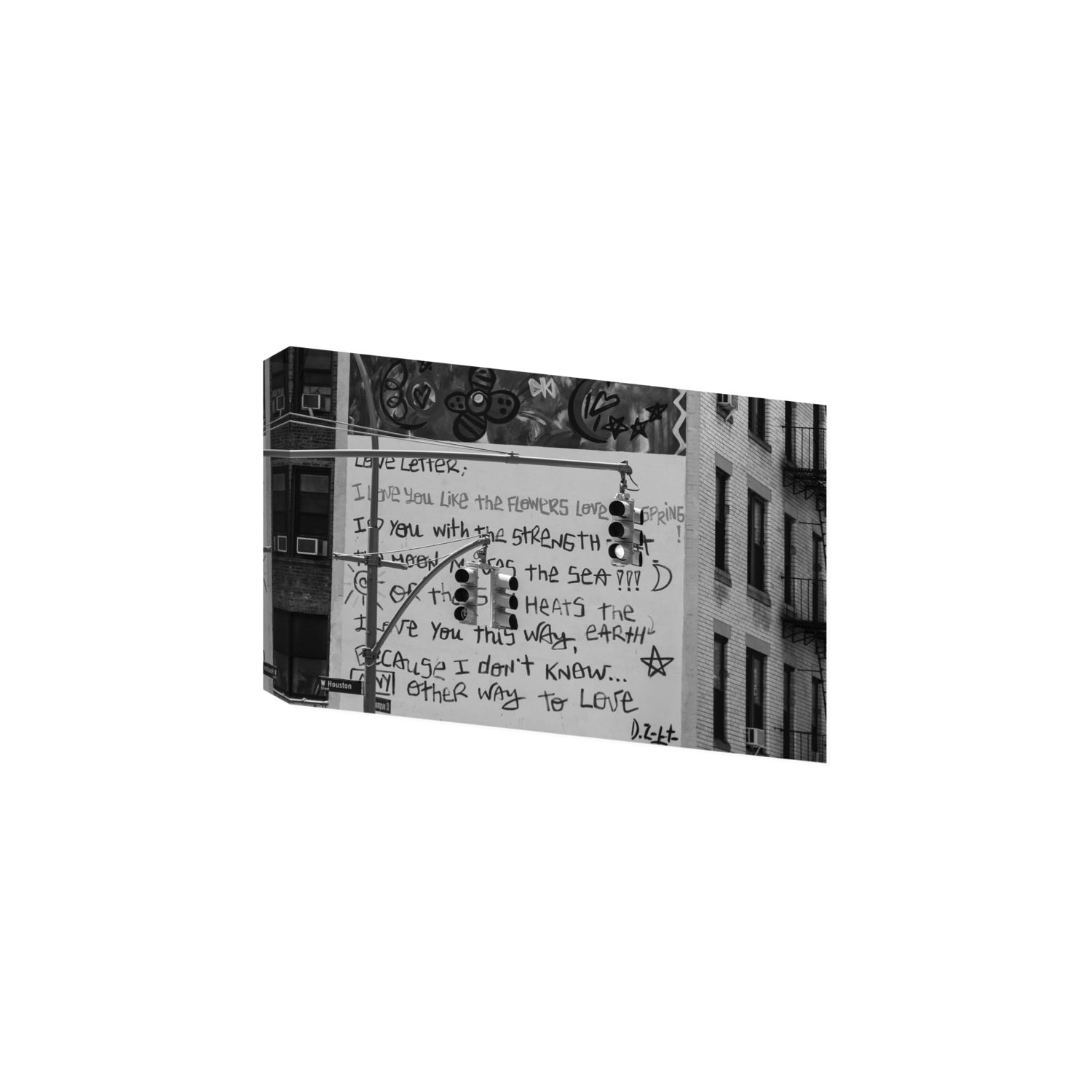 Love Letter New York NYC Black & White wall art Large stretched canvas print