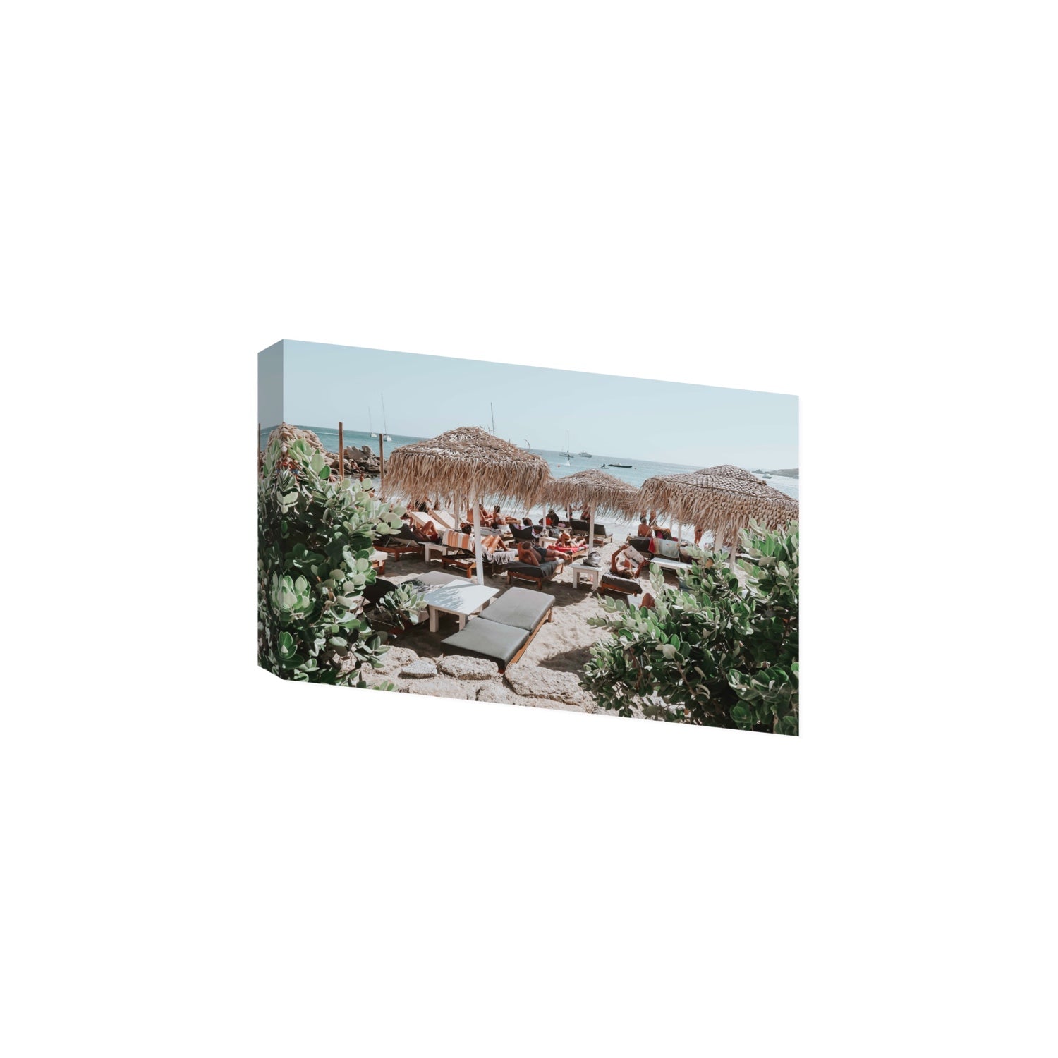 Greek Haven Mykonos Greek island coastal wall art Large stretched canvas print