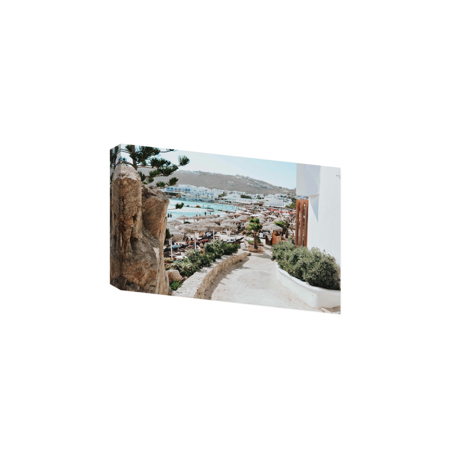 Kalimera Mykonos Greek island wall art Large stretched canvas print